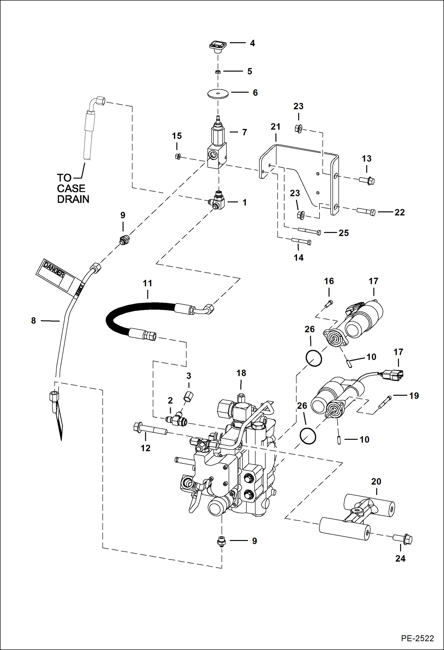 Схема запчастей Bobcat A-Series - LIFT & TILT CONTROL CIRCUITRY HYDRAULIC SYSTEM