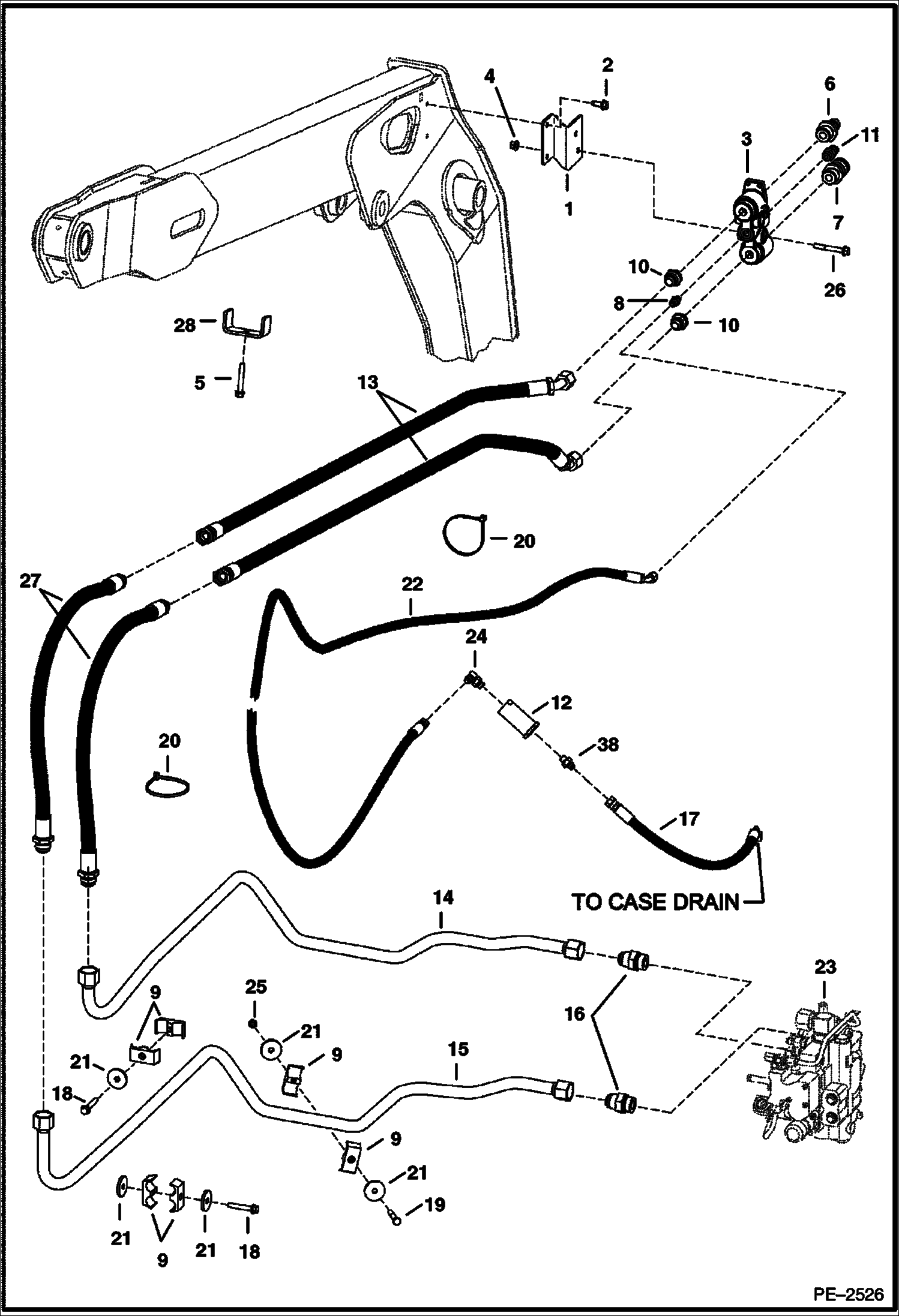 Схема запчастей Bobcat S-Series - AUXILIARY HYDRAULICS (S/N 526214000, 526312003 & Above) HYDRAULIC SYSTEM