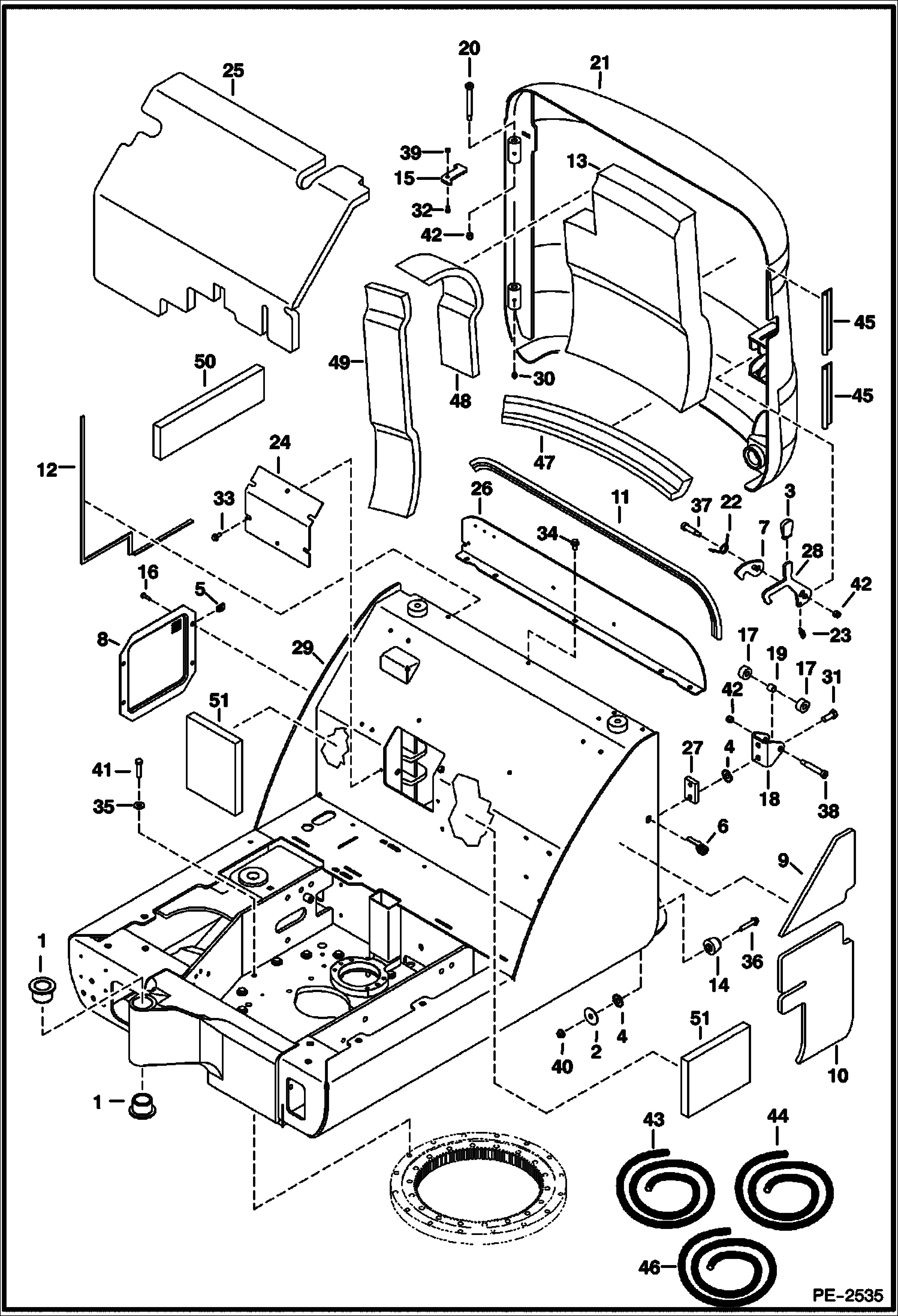 Схема запчастей Bobcat 323 - UPPERSTRUCTURE (Tailgate & Insulation) MAIN FRAME