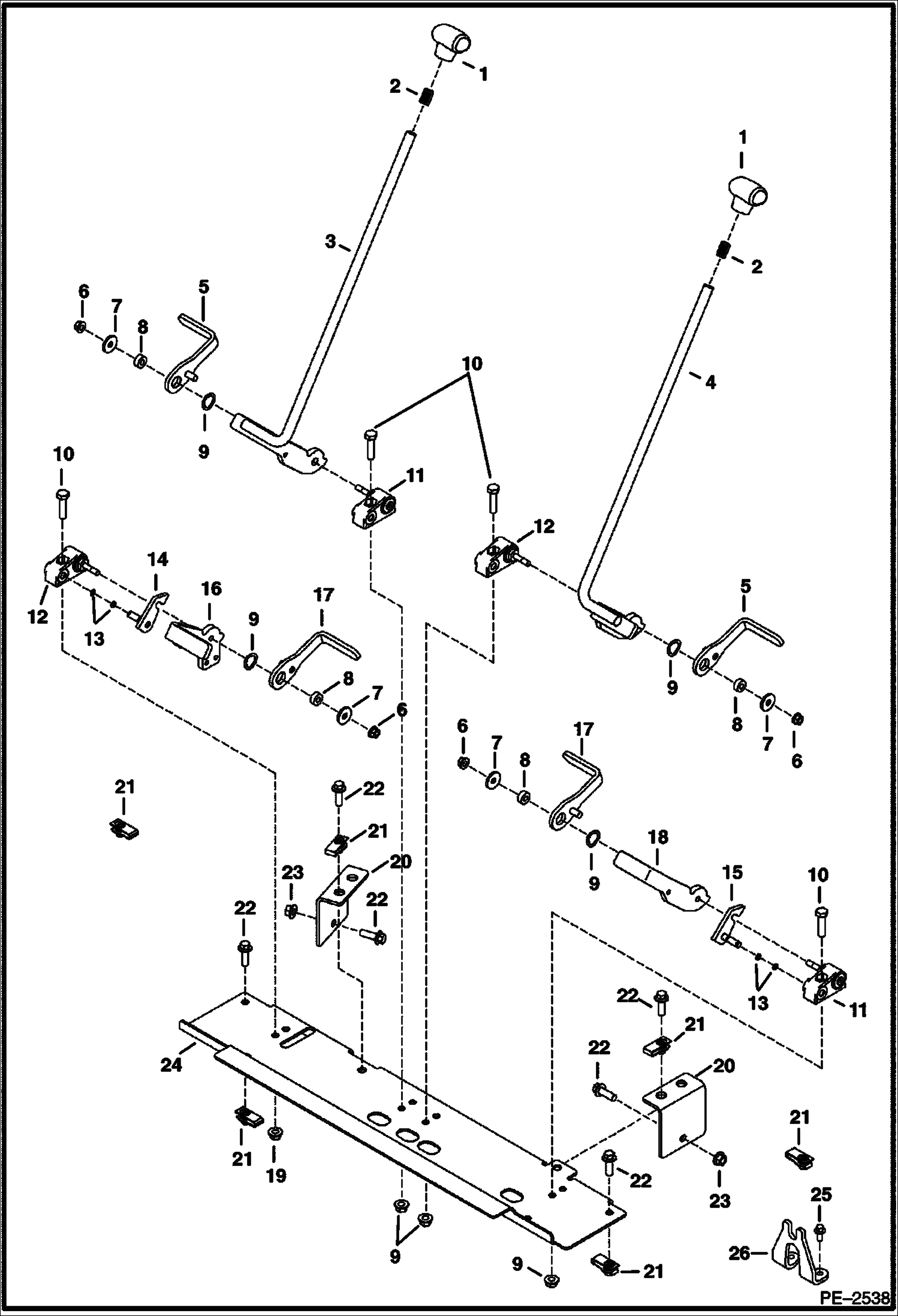 Схема запчастей Bobcat 323 - CONTROLS (Travel & Offset)(Upper) CONTROLS