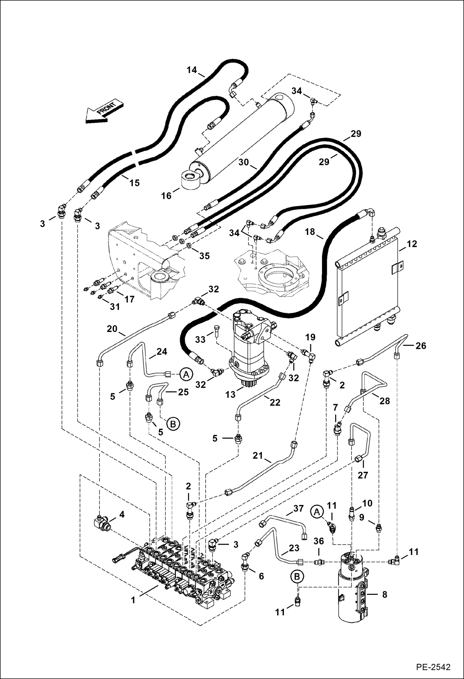 Схема запчастей Bobcat 320 - HYDRAULIC CIRCUITRY (Swing) (320J) HYDRAULIC SYSTEM