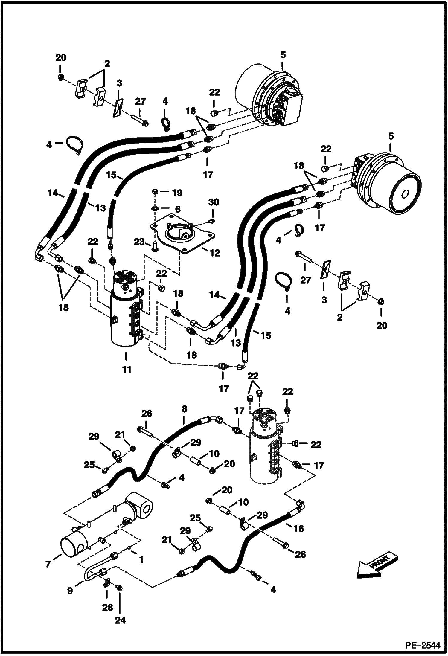 Схема запчастей Bobcat 320 - HYDRAULIC CIRCUITRY (Lower)(320J) HYDRAULIC SYSTEM