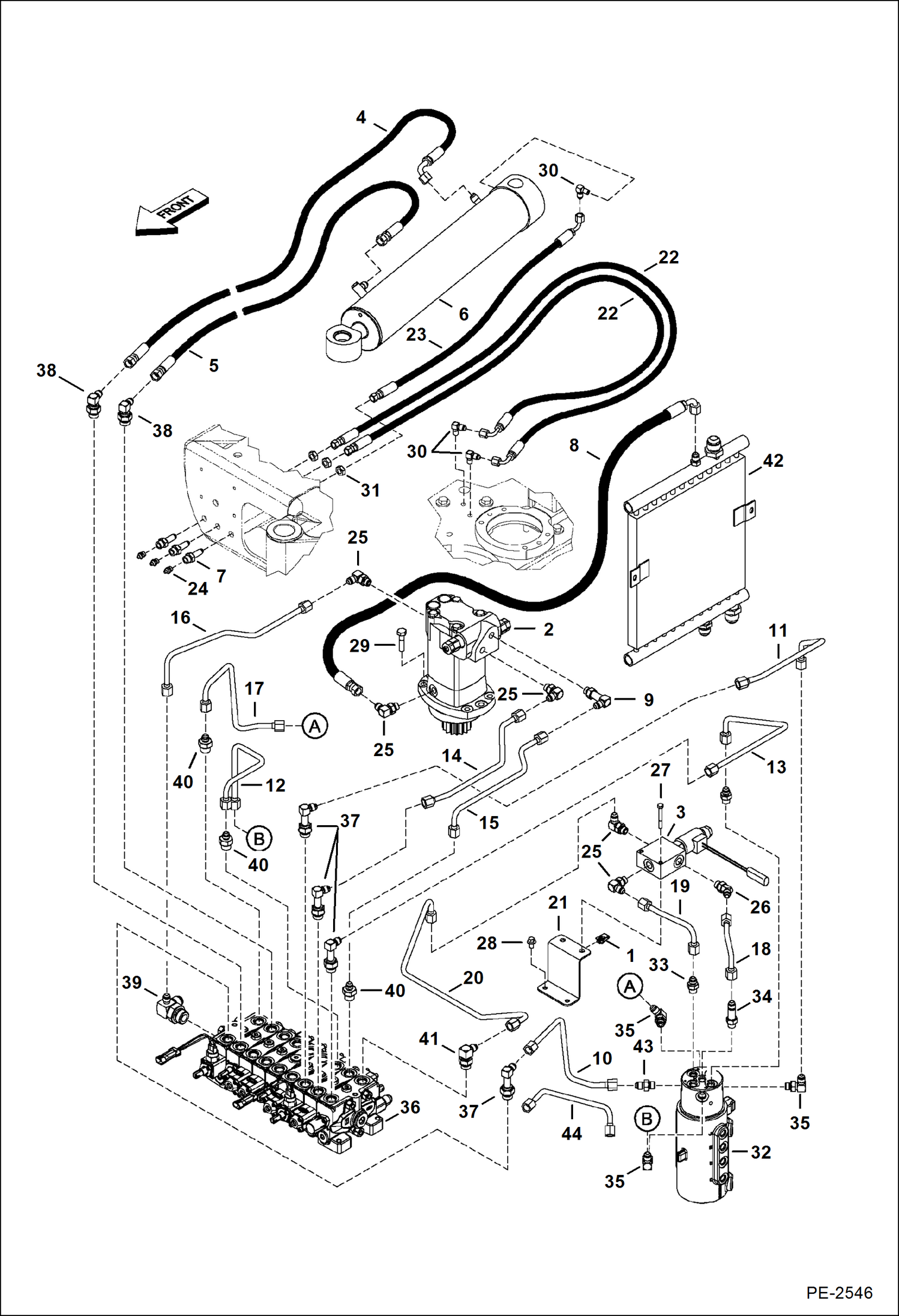 Схема запчастей Bobcat 320 - HYDRAULIC CIRCUITRY (Swing) (W/Track Expansion) HYDRAULIC SYSTEM