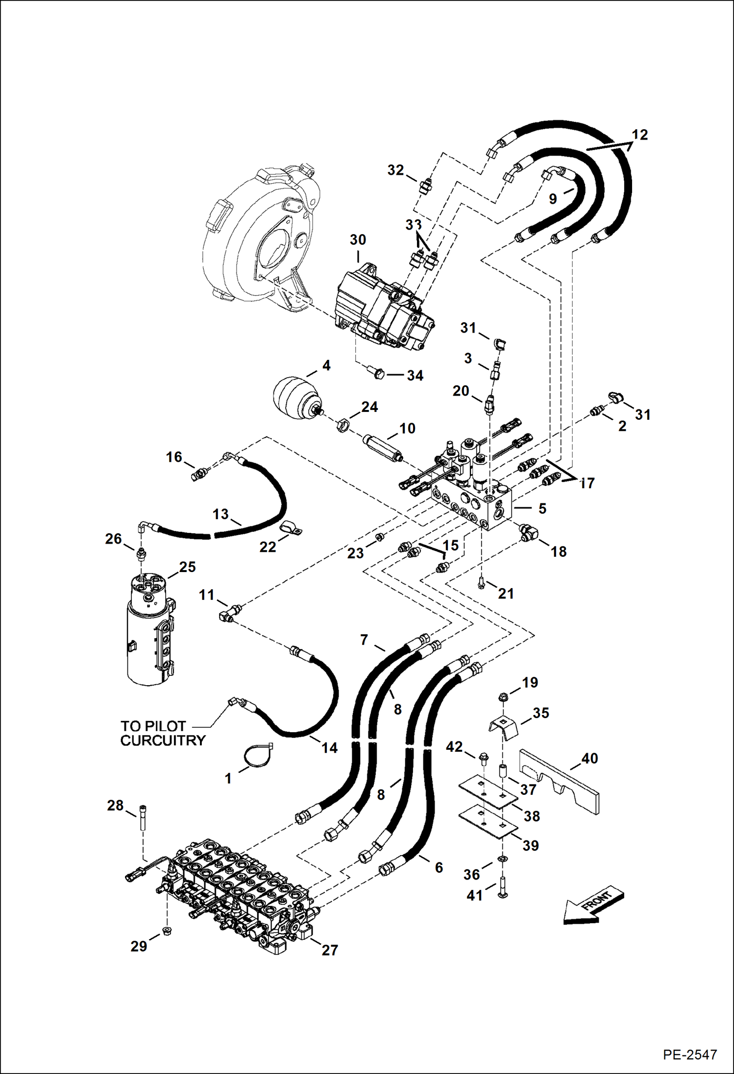 Схема запчастей Bobcat 320 - HYDRAULIC CIRCUITRY (Manifold) (323J) HYDRAULIC SYSTEM