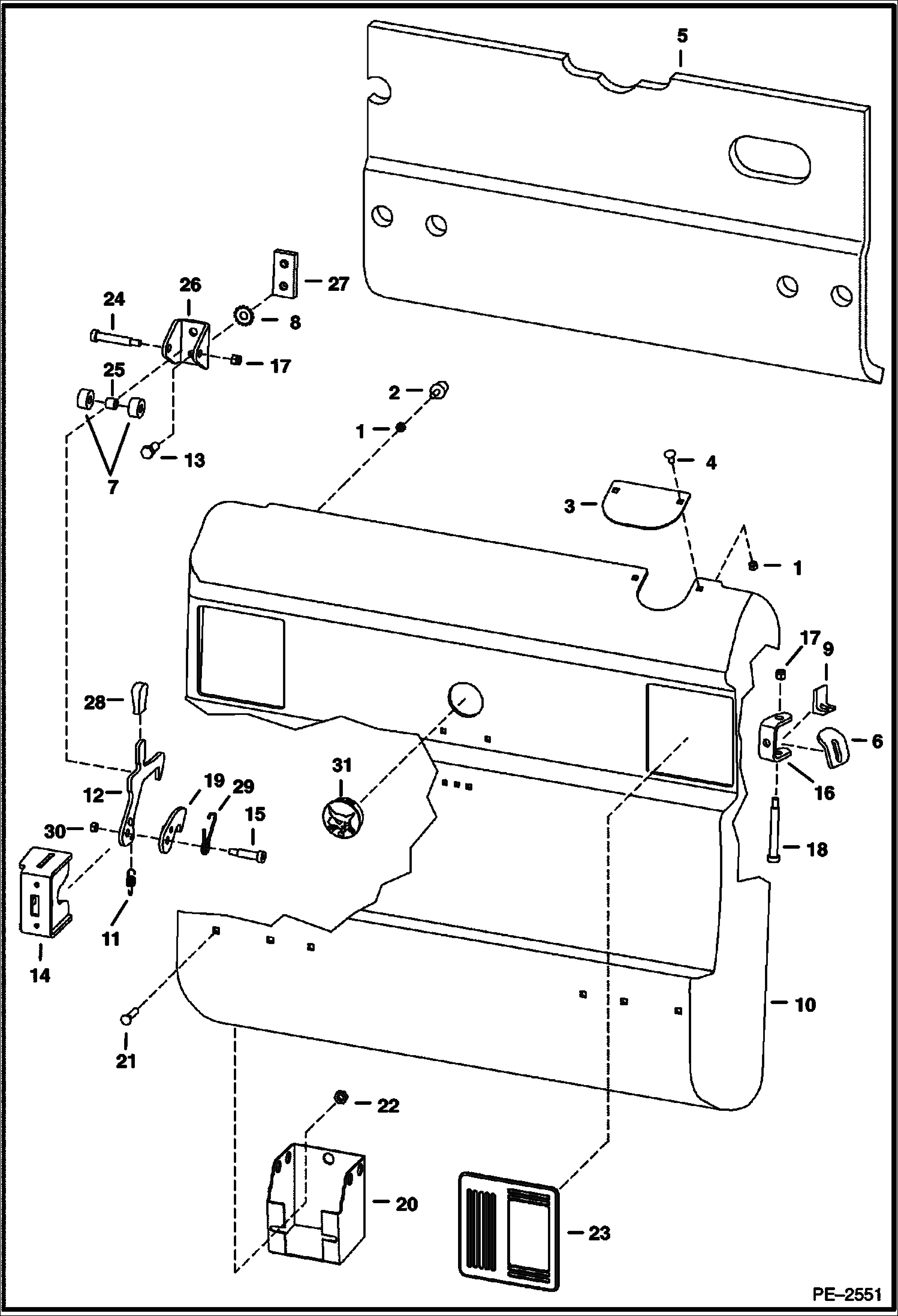 Схема запчастей Bobcat A-Series - REAR DOOR MAIN FRAME