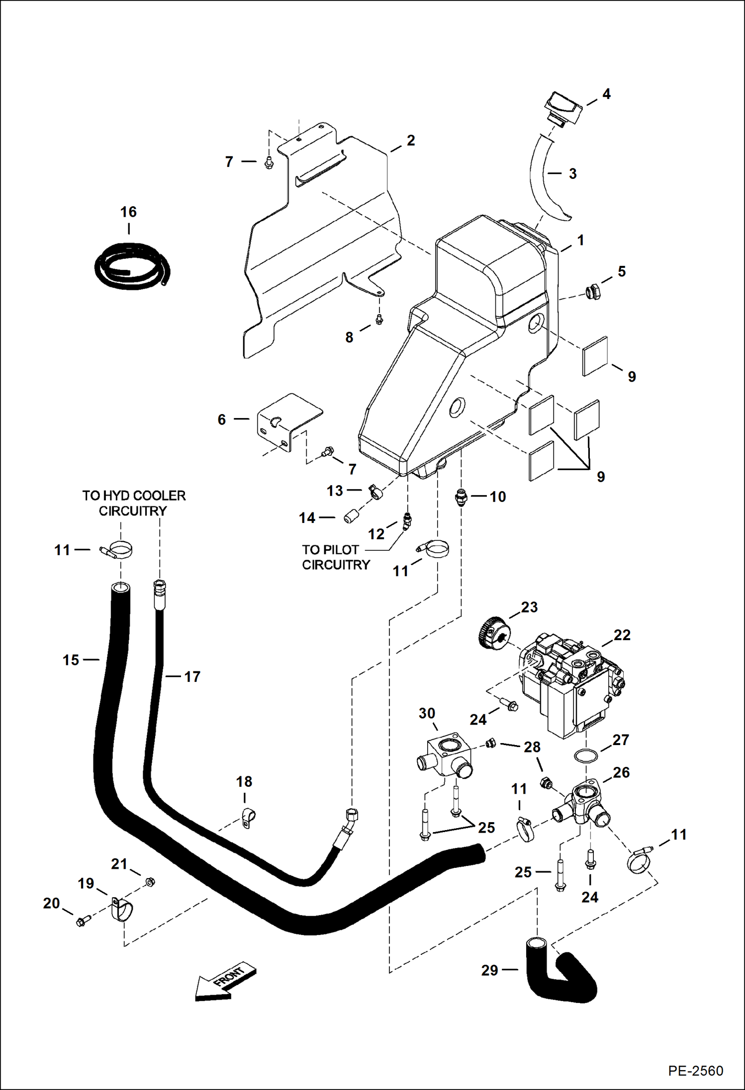 Схема запчастей Bobcat 331 - HYDRAULIC CIRCUITRY (Tank & Pump) (S/N) (331) 234313000-234316876, (331E) 234412000-234413318, (334) 234513000-234515532 HYDRAULIC SYSTEM