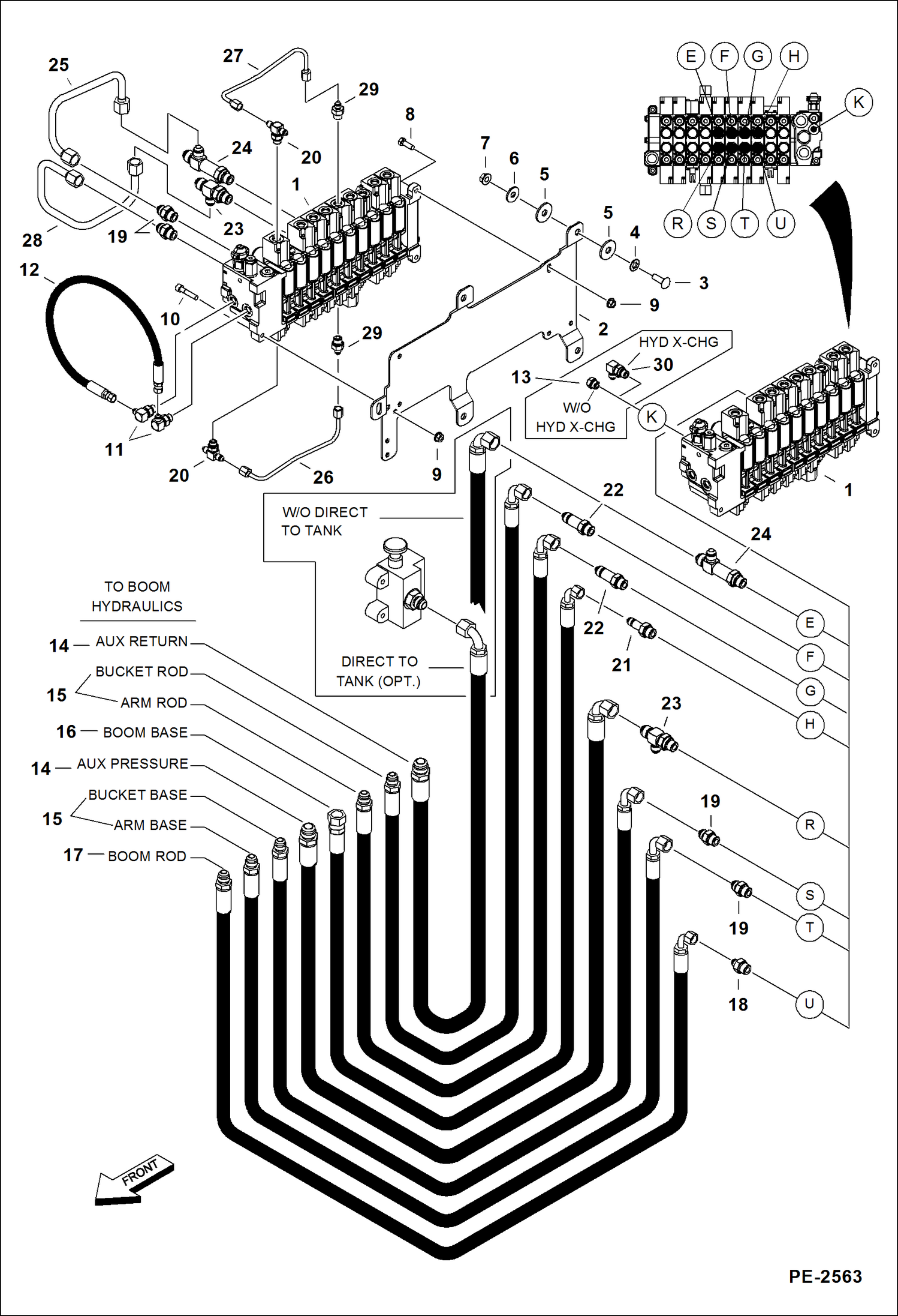 Схема запчастей Bobcat 331 - HYDRAULIC CIRCUITRY (Work Hoses & Control Valve) (S/N) (331) 234313000-234316876, (331E) 234412000-234413318, (334) 234513000-234515532 HYDRAULIC SYSTEM