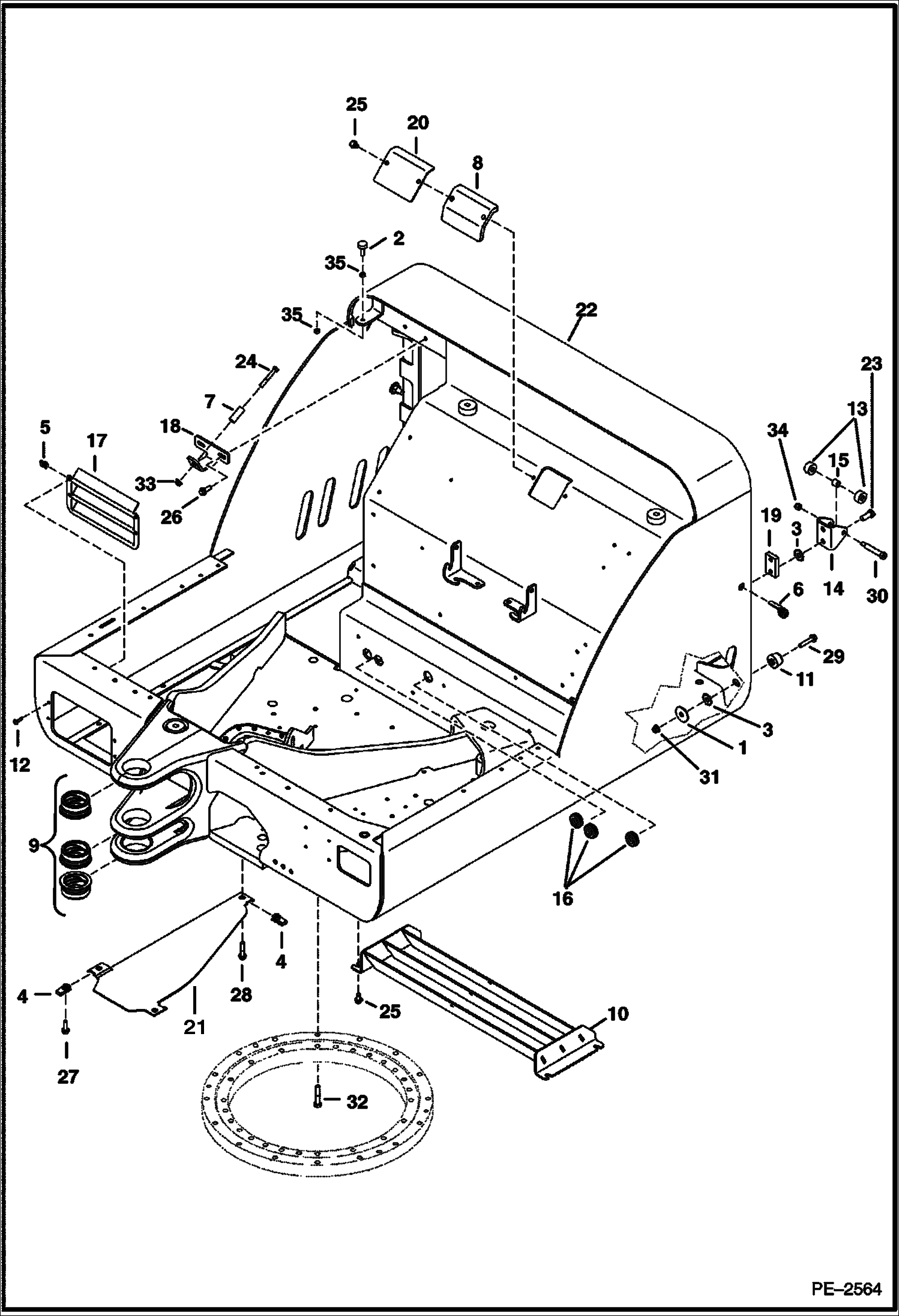 Схема запчастей Bobcat 334 - UPPERSTRUCTURE MAIN FRAME