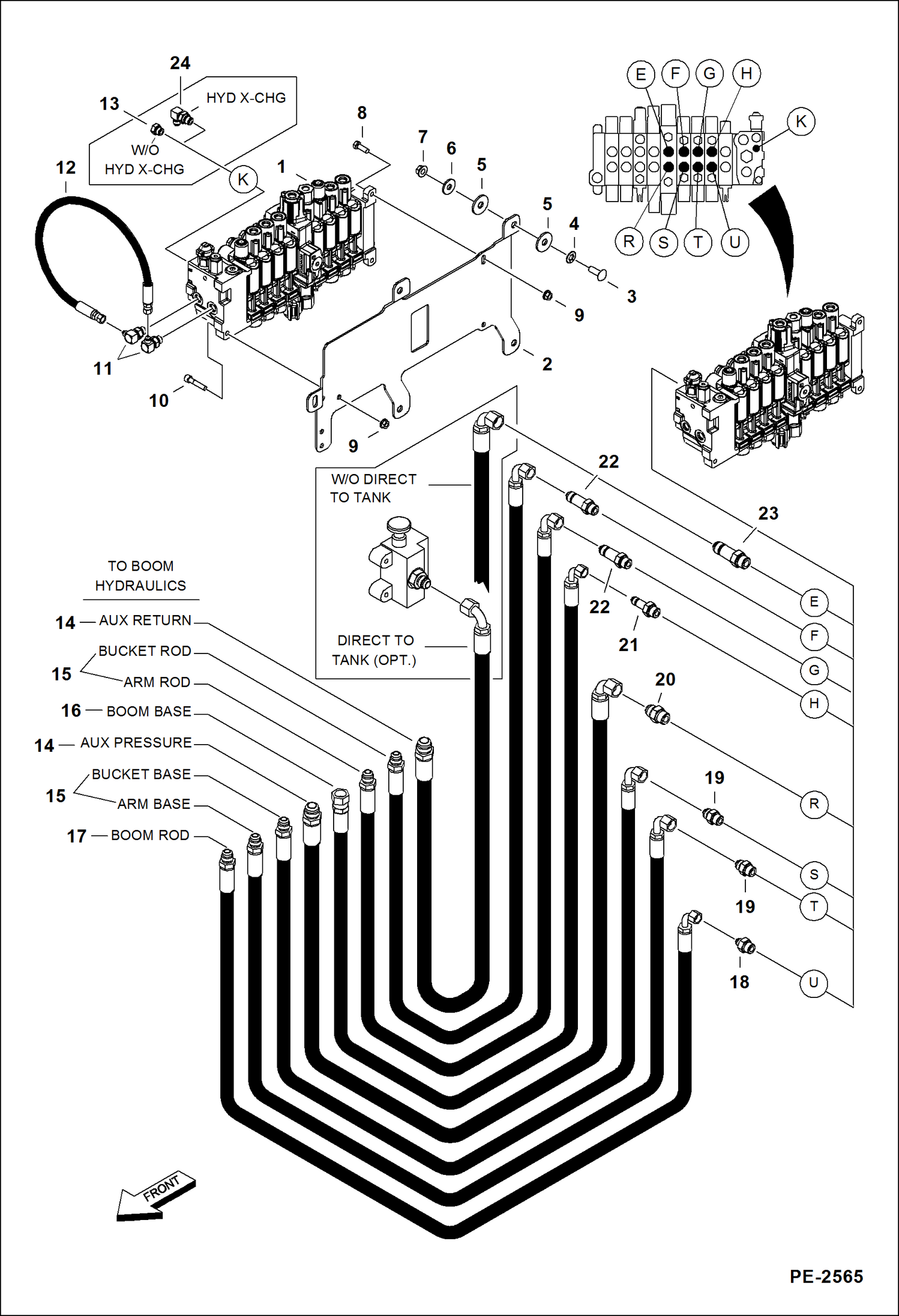 Схема запчастей Bobcat 331 - HYDRAULIC CIRCUITRY (Work Hoses & Control Valve) (S/N) (331) 234316877 & Above, (331E) 234413319 & Above, (334) 234515533 & Above HYDRAULIC SYSTEM