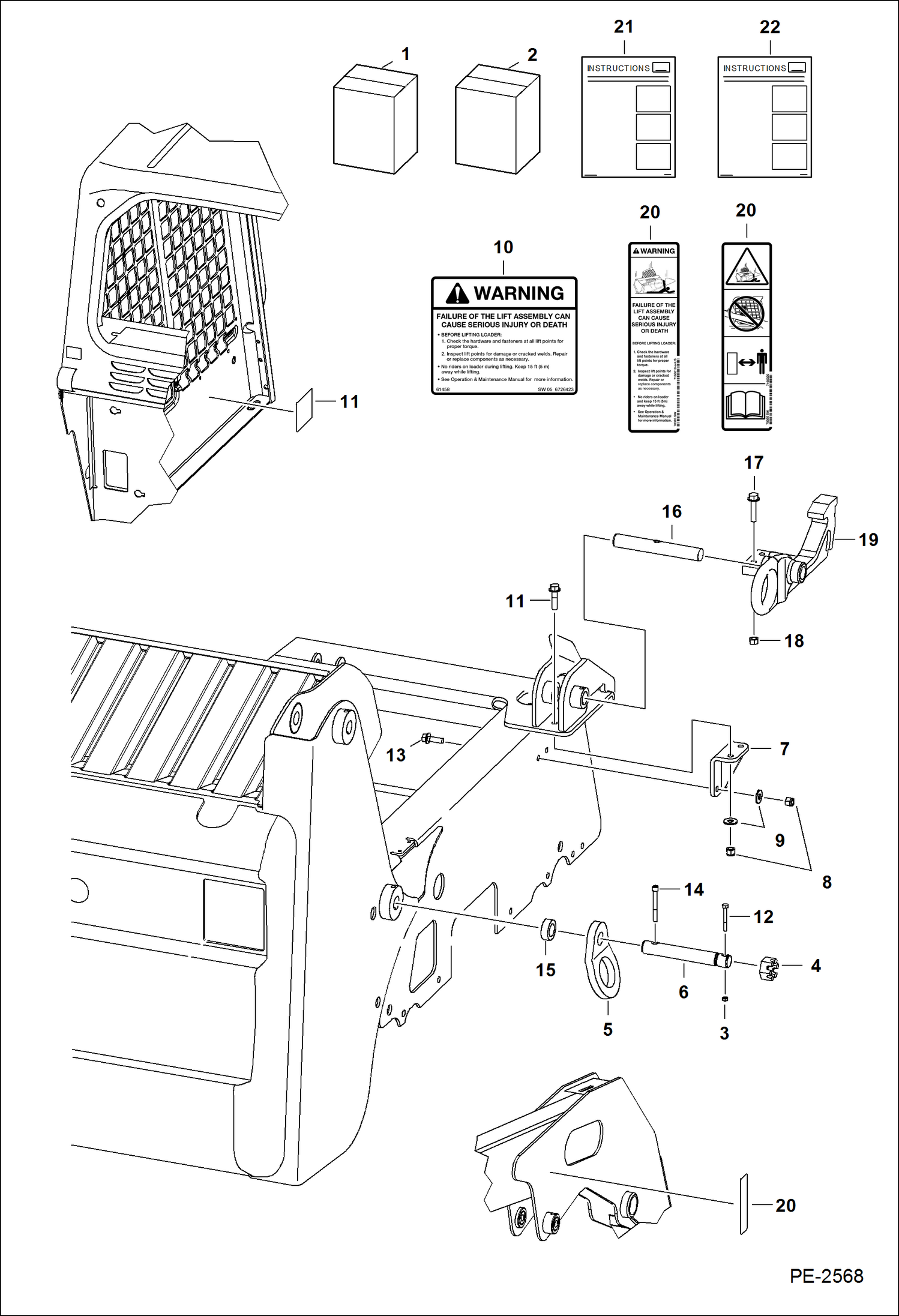 Схема запчастей Bobcat S-Series - LIFT KIT (Four Point) (W/Backhoe Mount) ACCESSORIES & OPTIONS