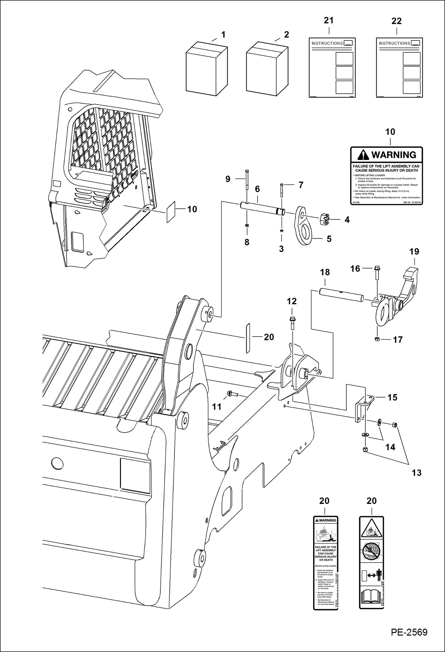 Схема запчастей Bobcat S-Series - LIFT KIT (Four Point - .75 Thick Lift Eye) ACCESSORIES & OPTIONS