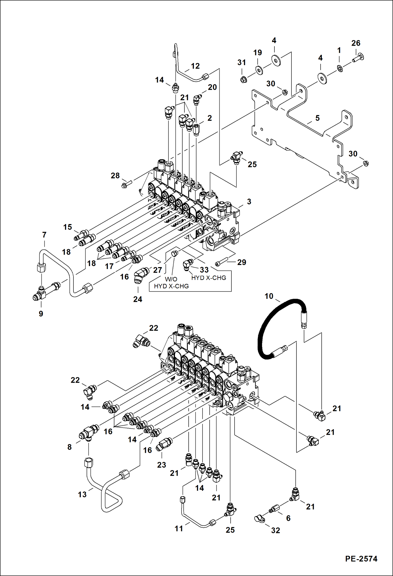 Схема запчастей Bobcat 430 - HYDRAULIC CONTROL VALVE (8 Work Section) (S/N 563012775 & Below) HYDRAULIC/HYDROSTATIC SYSTEM