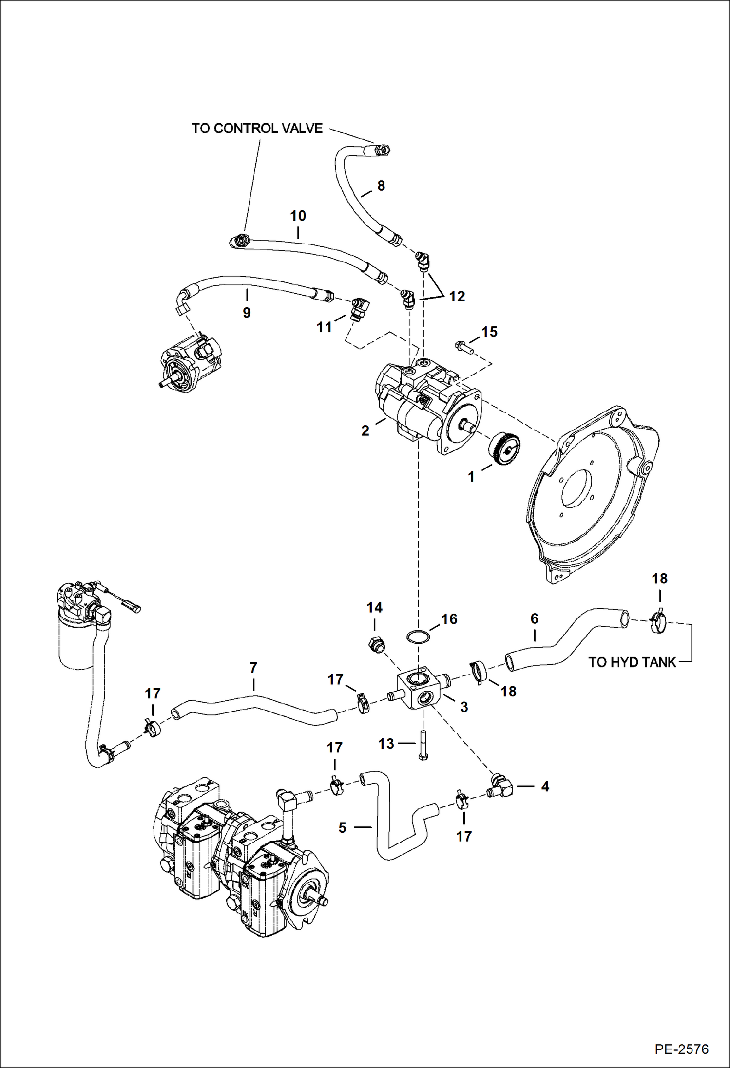 Схема запчастей Bobcat 430 - HYDRAULIC CIRCUITRY (Hydraulic Pump) HYDRAULIC/HYDROSTATIC SYSTEM