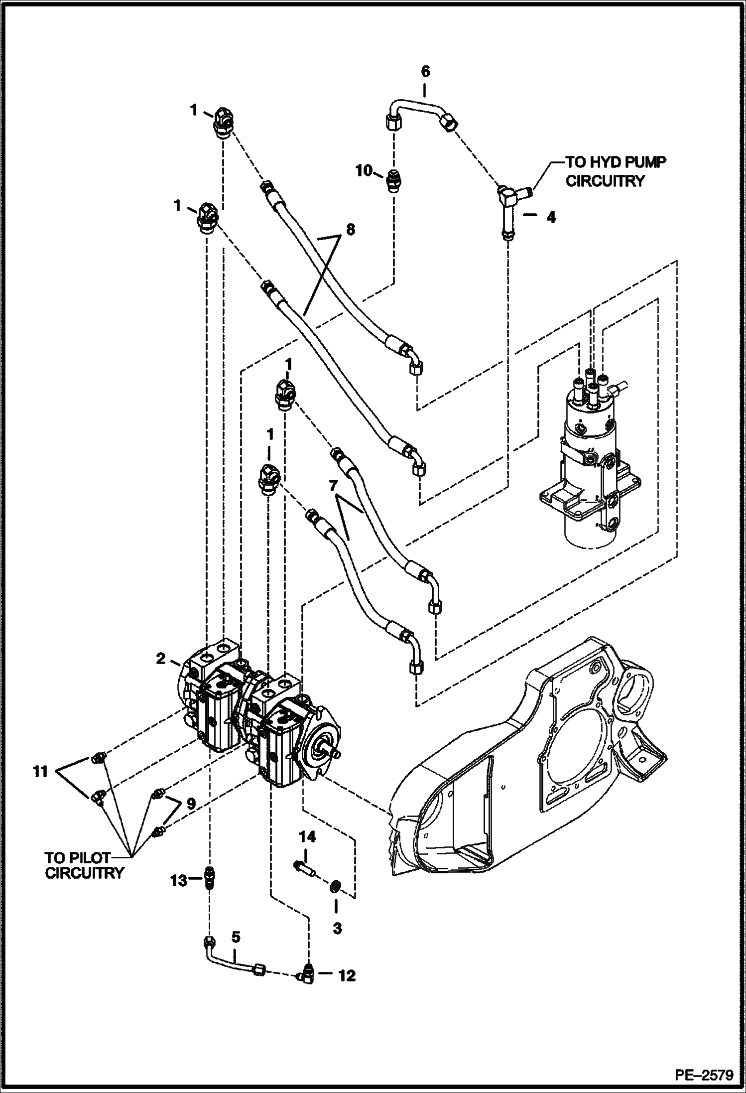 Схема запчастей Bobcat 430 - HYDROSTATIC CIRCUITRY (Hydrostatic Pump) HYDRAULIC/HYDROSTATIC SYSTEM