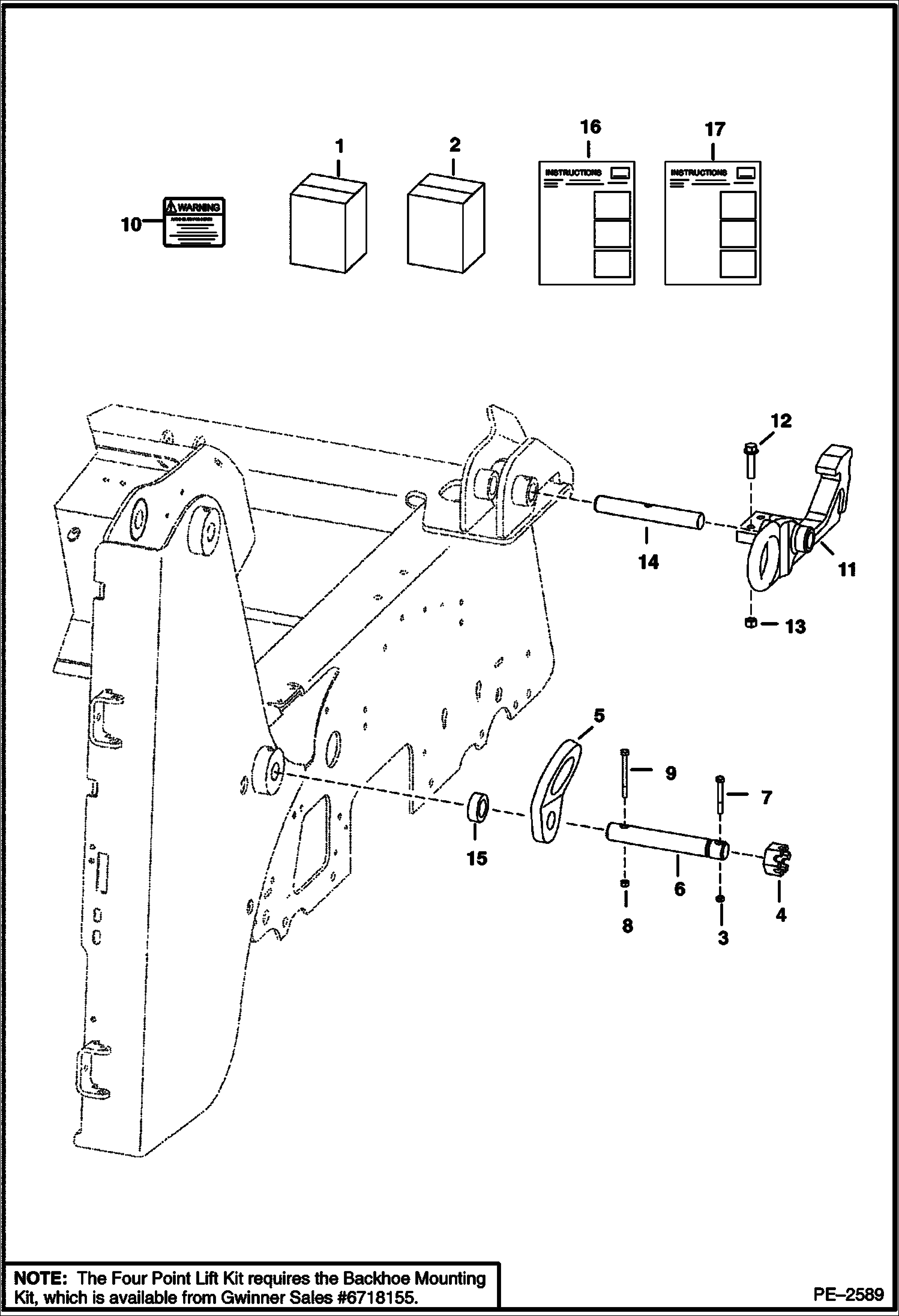 Схема запчастей Bobcat S-Series - LIFT KIT (Four Point - .75 Thick Lift Eye) (W/Backhoe Mount) ACCESSORIES & OPTIONS