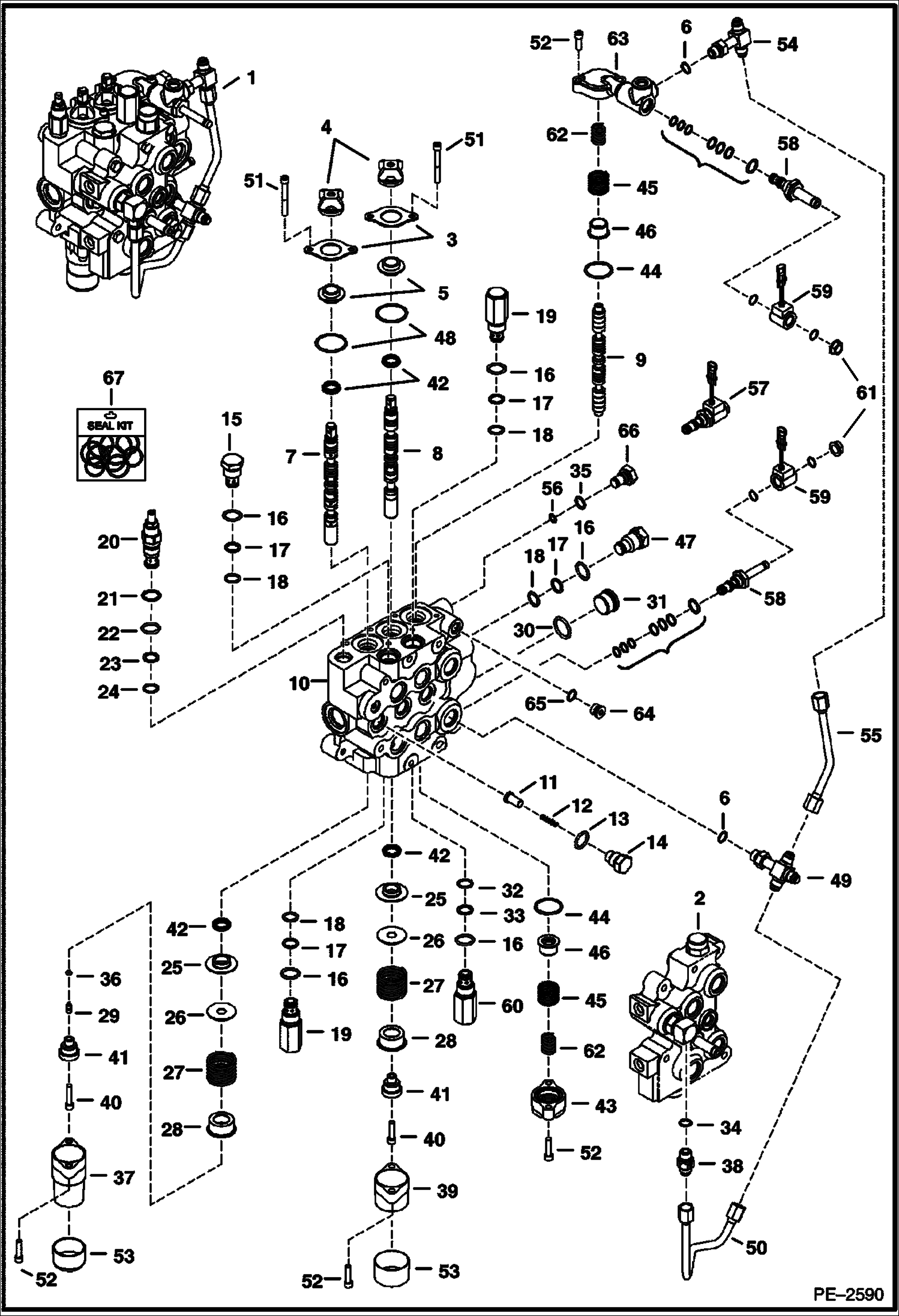 Схема запчастей Bobcat 800s - HYDRAULIC CONTROL VALVE (Advanced Hand Control System) HYDRAULIC SYSTEM