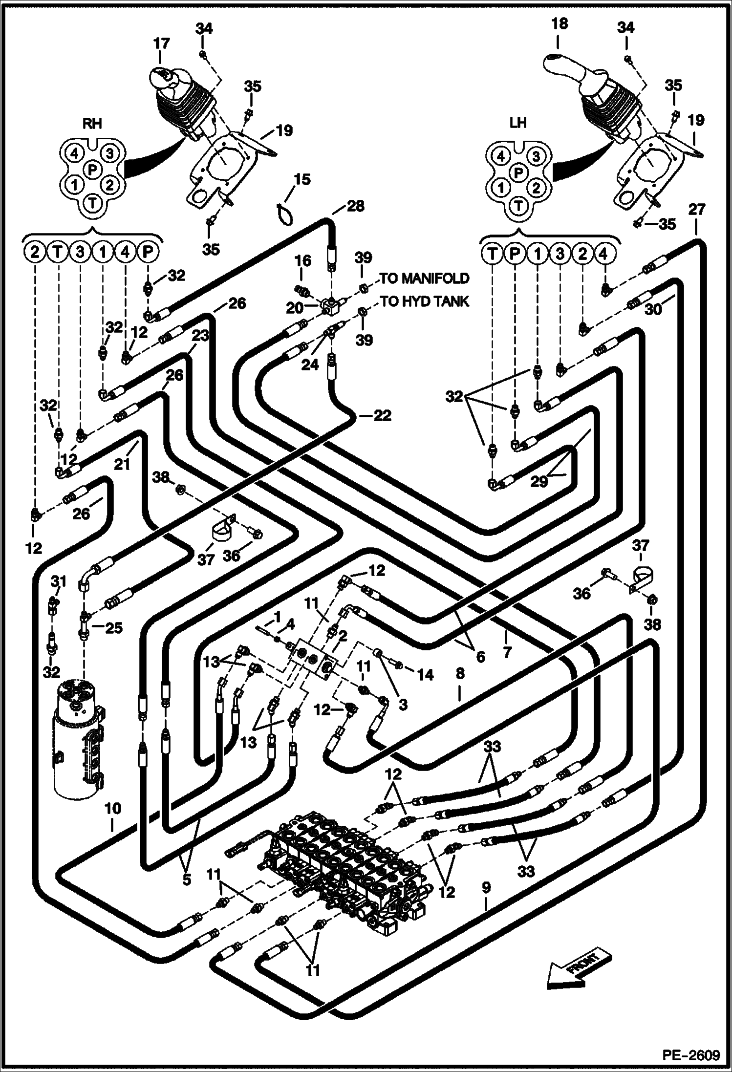 Схема запчастей Bobcat 323 - HYDRAULIC CIRCUITRY (Pilot) (ISO/STD) (320J/323J) HYDRAULIC SYSTEM