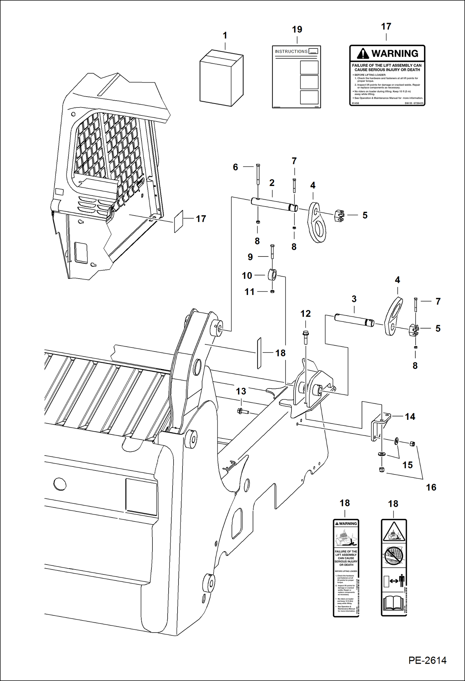 Схема запчастей Bobcat S-Series - LIFT KIT (Four Point - .75 Thick Lift Eye) ACCESSORIES & OPTIONS