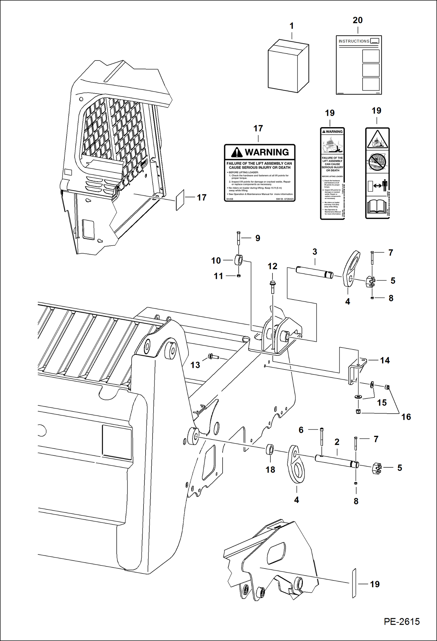 Схема запчастей Bobcat S-Series - LIFT KIT (Four Point) ACCESSORIES & OPTIONS