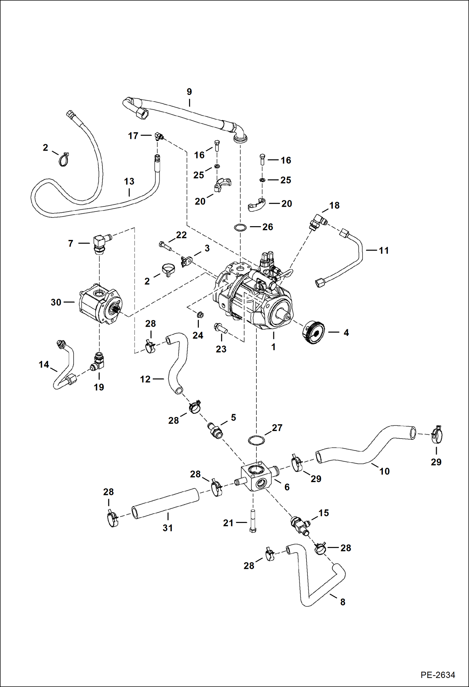 Схема запчастей Bobcat 435 - HYDRAULIC CIRCUITRY (Hydraulic Pump) HYDRAULIC/HYDROSTATIC SYSTEM