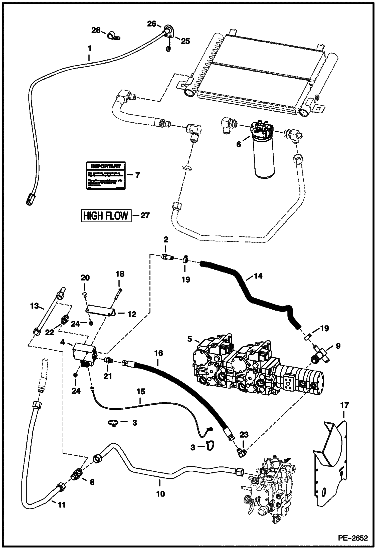 Схема запчастей Bobcat A-Series - HIGH FLOW HYDRAULICS (40 GPM) (S/N 526412200, 526512100 & Above) HIGH FLOW HYDRAULICS