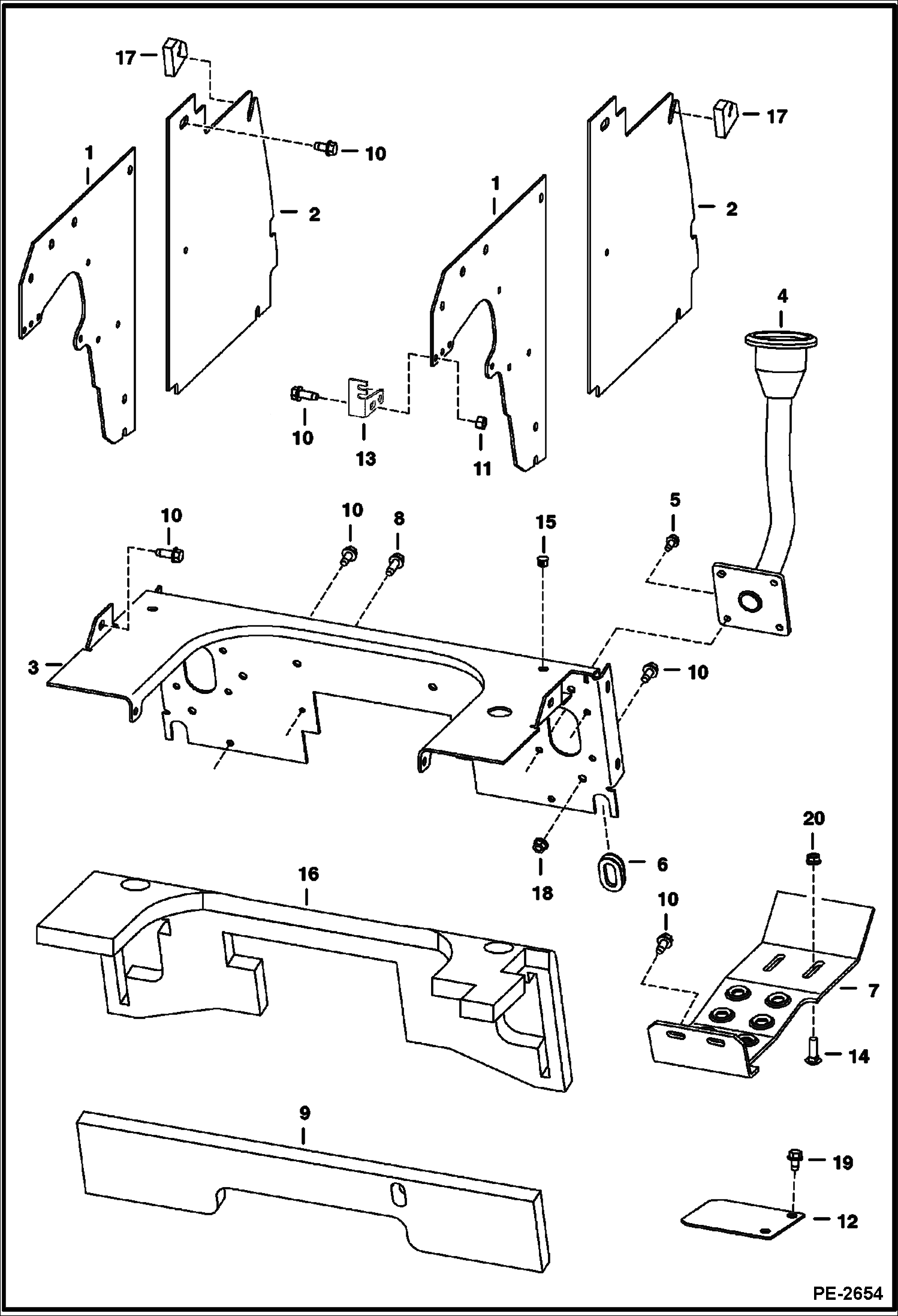 Схема запчастей Bobcat T-Series - PANELS (W/ Selectable Joystick Control) MAIN FRAME