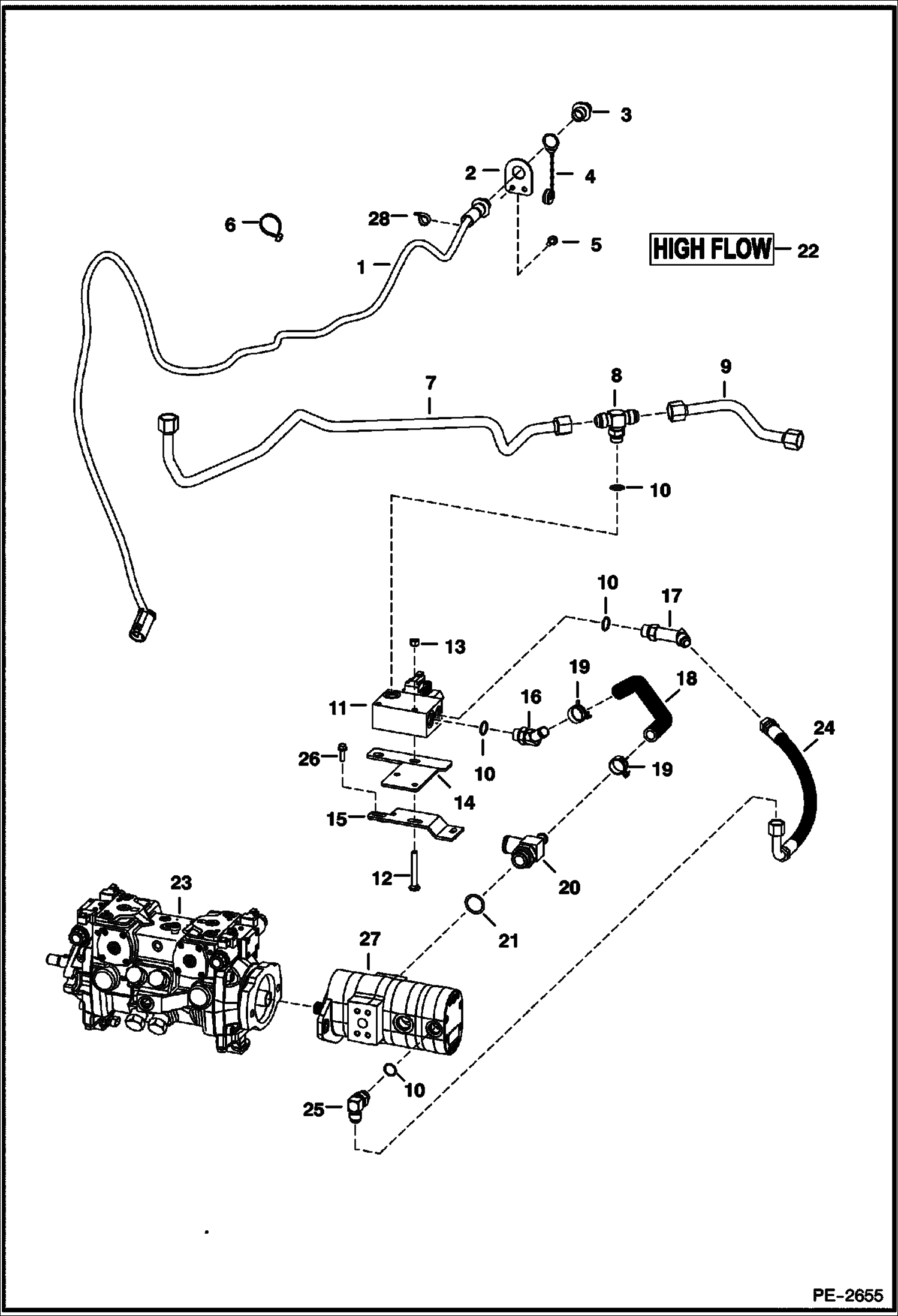 Схема запчастей Bobcat S-Series - HIGH FLOW HYDRAULICS (Selectable Joystick Controls) HIGH FLOW HYDRAULICS