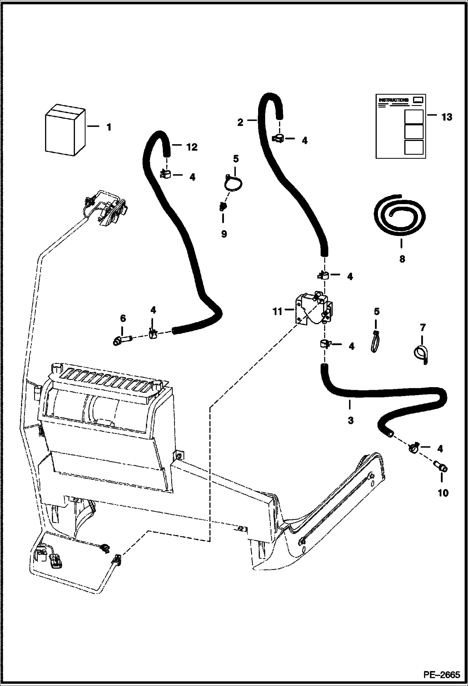 Схема запчастей Bobcat 700s - HEATER & A/C (Heater Plumbing Kit) ACCESSORIES & OPTIONS