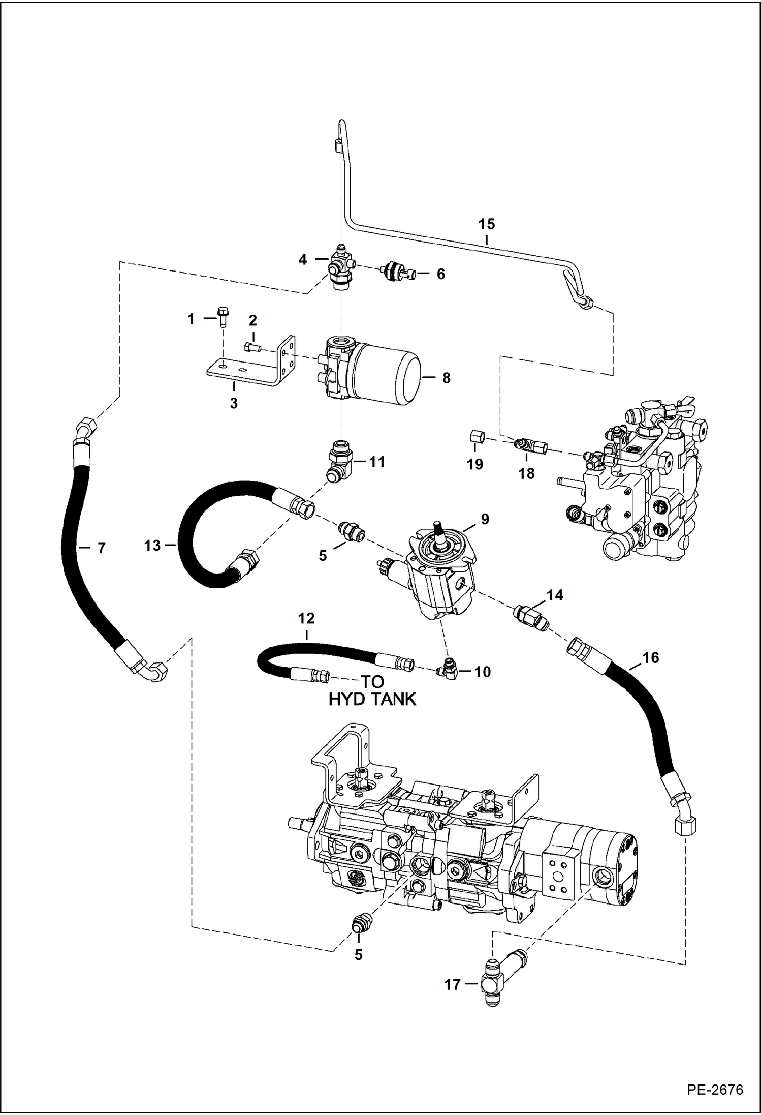 Схема запчастей Bobcat S-Series - HYDROSTATIC CIRCUITRY (Cooling Fan) HYDROSTATIC SYSTEM