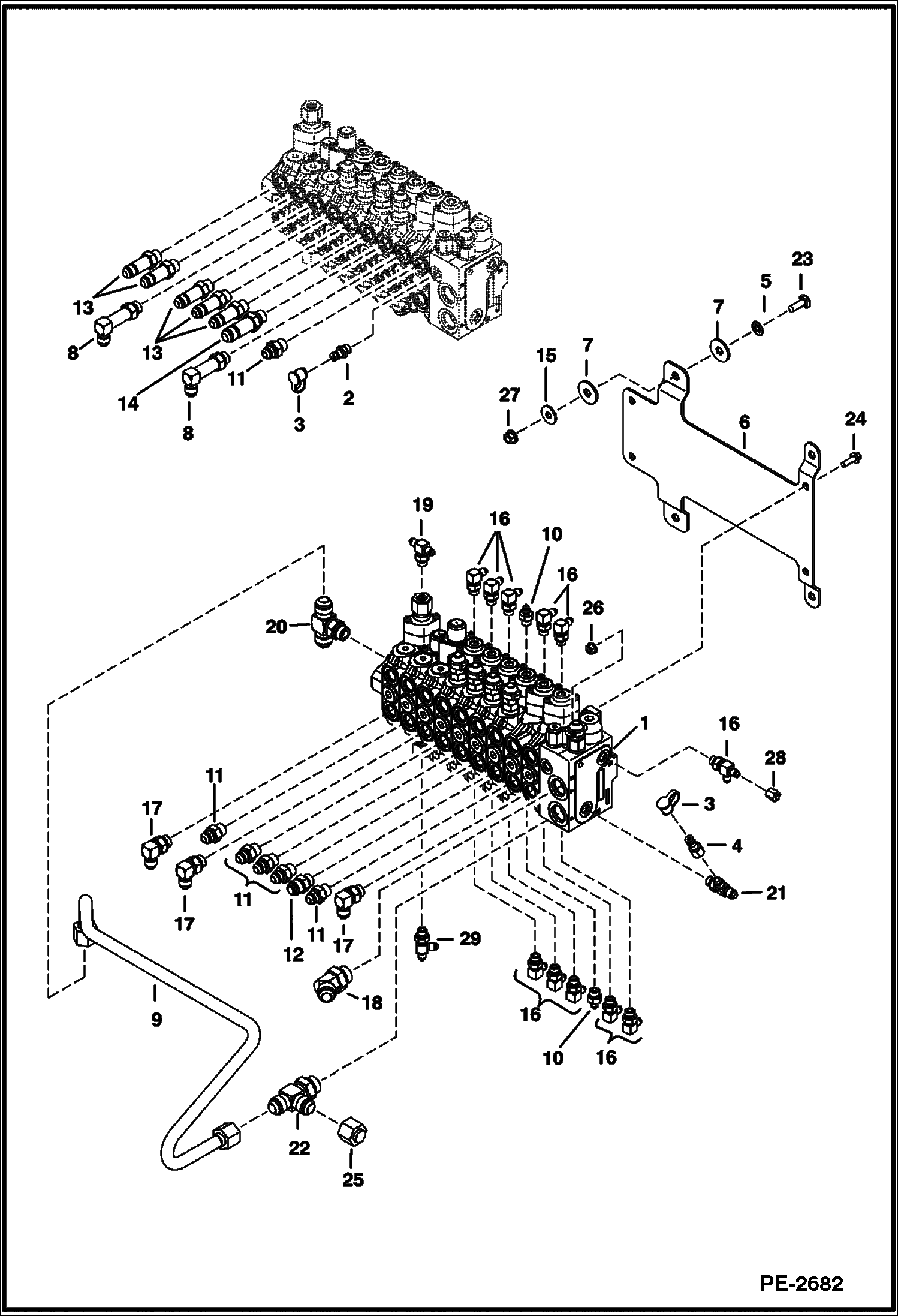 Схема запчастей Bobcat 337 - HYDRAULIC VALVE (S/N 234611079 & Above, 234711101 & Above) HYDRAULIC SYSTEM