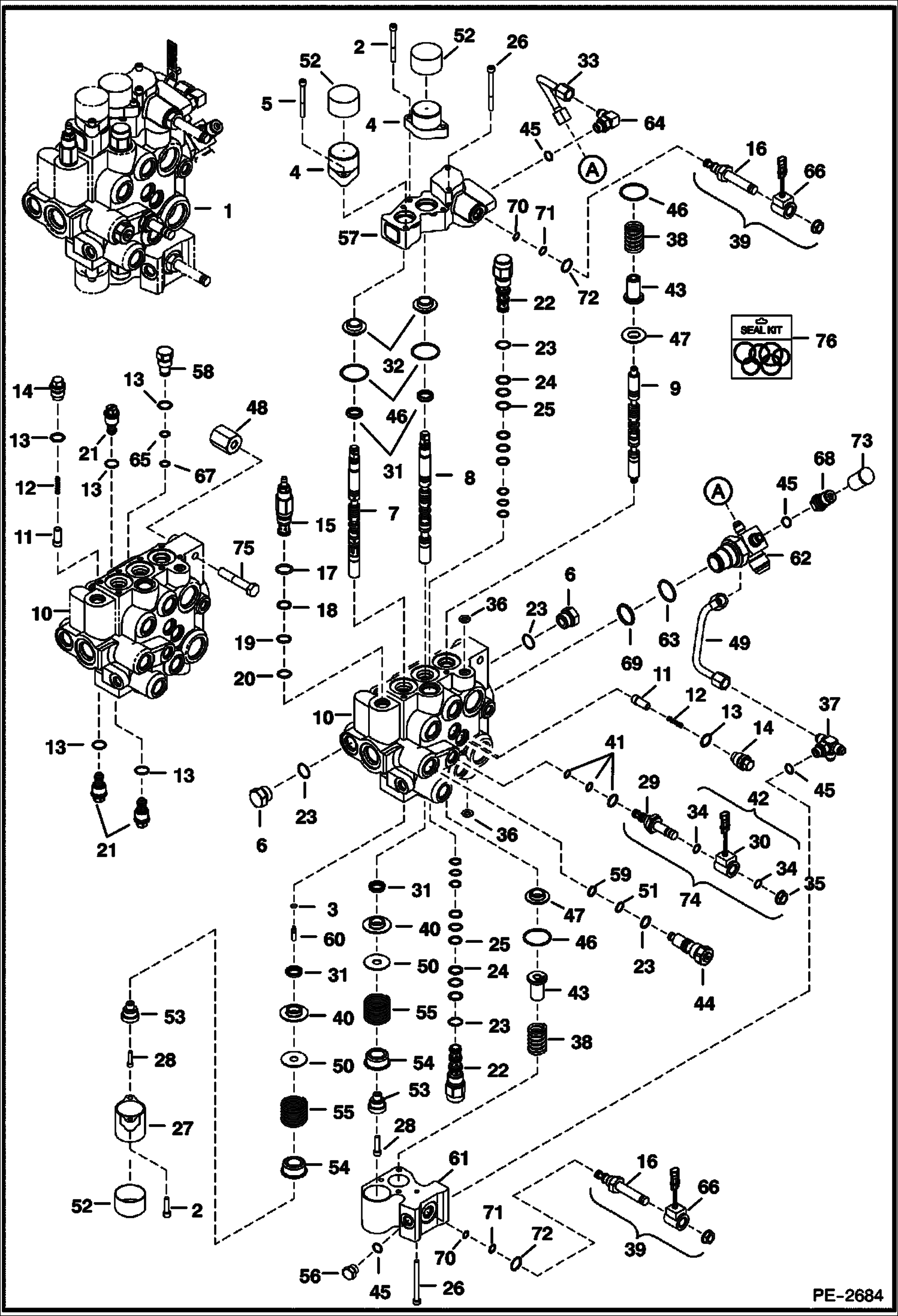 Схема запчастей Bobcat S-Series - HYDRAULIC CONTROL VALVE (ACS) HYDRAULIC SYSTEM