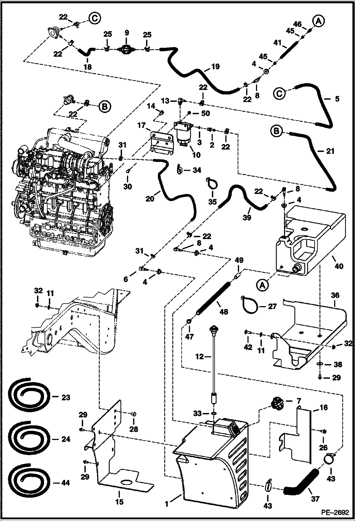 Схема запчастей Bobcat 5600 - FUEL SYSTEM (Turbo) MAIN FRAME