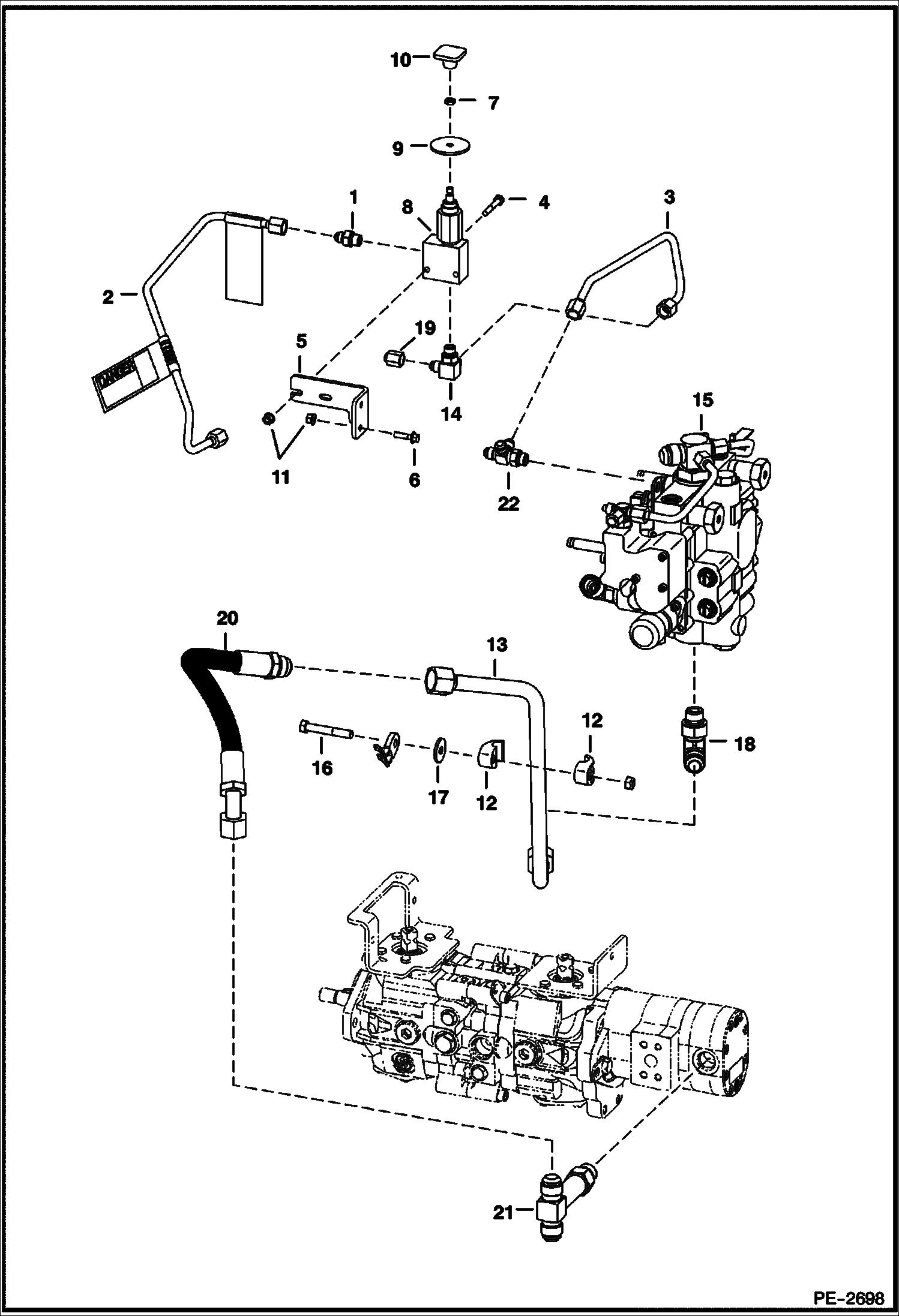 Схема запчастей Bobcat T-Series - MANUAL LIFT RELEASE SYSTEM HYDRAULIC SYSTEM