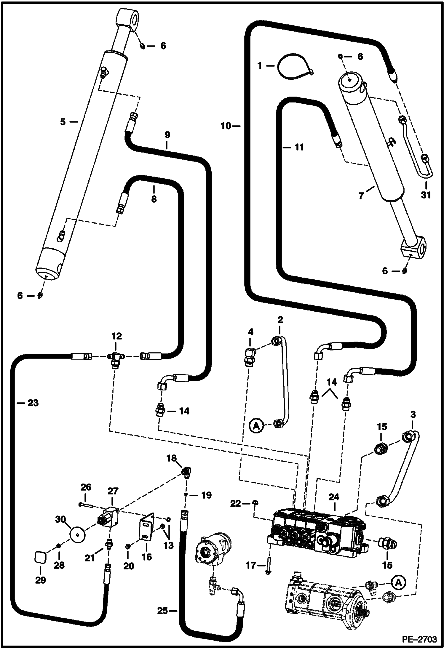 Схема запчастей Bobcat 5600 - HYDRAULIC CIRCUITRY HYDRAULIC SYSTEM