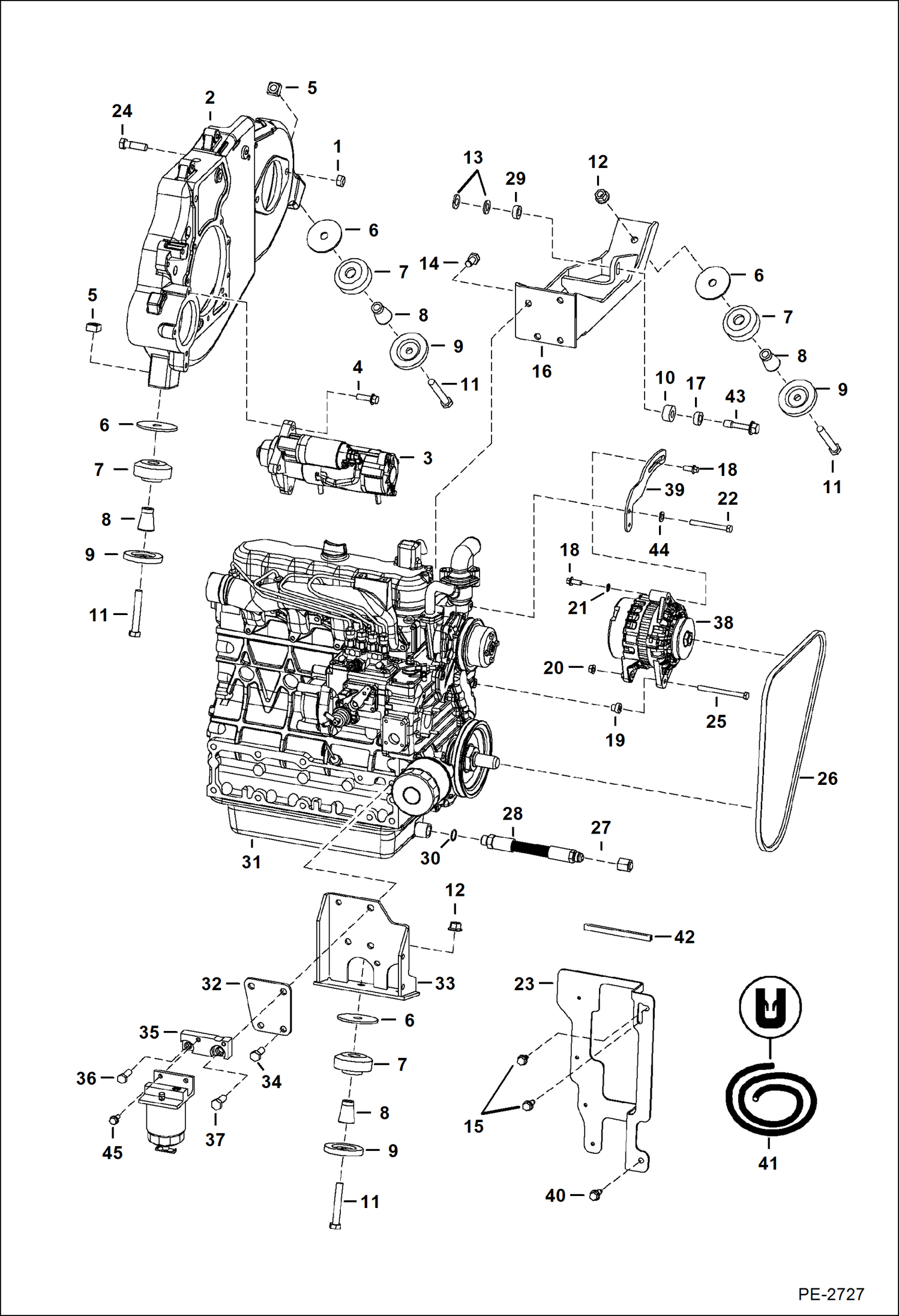 Схема запчастей Bobcat S-Series - ENGINE & ATTACHING PARTS (Engine Mounts) POWER UNIT