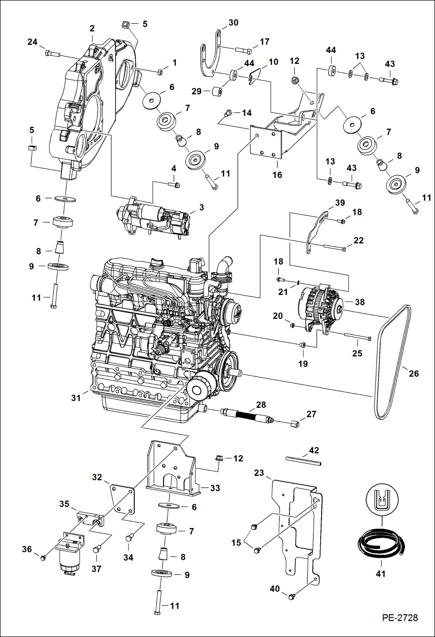 Схема запчастей Bobcat S-Series - ENGINE & ATTACHING PARTS (Engine Mounts) POWER UNIT