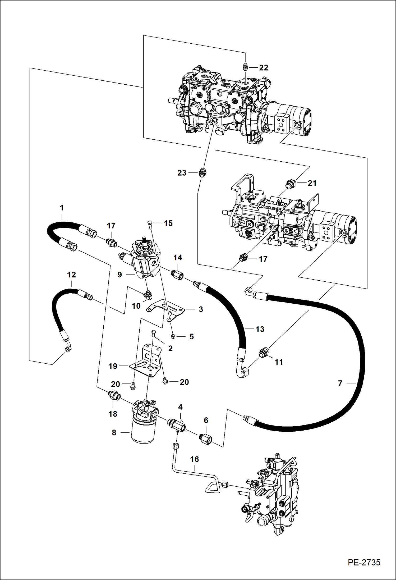 Схема запчастей Bobcat S-Series - HYDROSTATIC CIRCUITRY (Cooling Fan) HYDROSTATIC SYSTEM