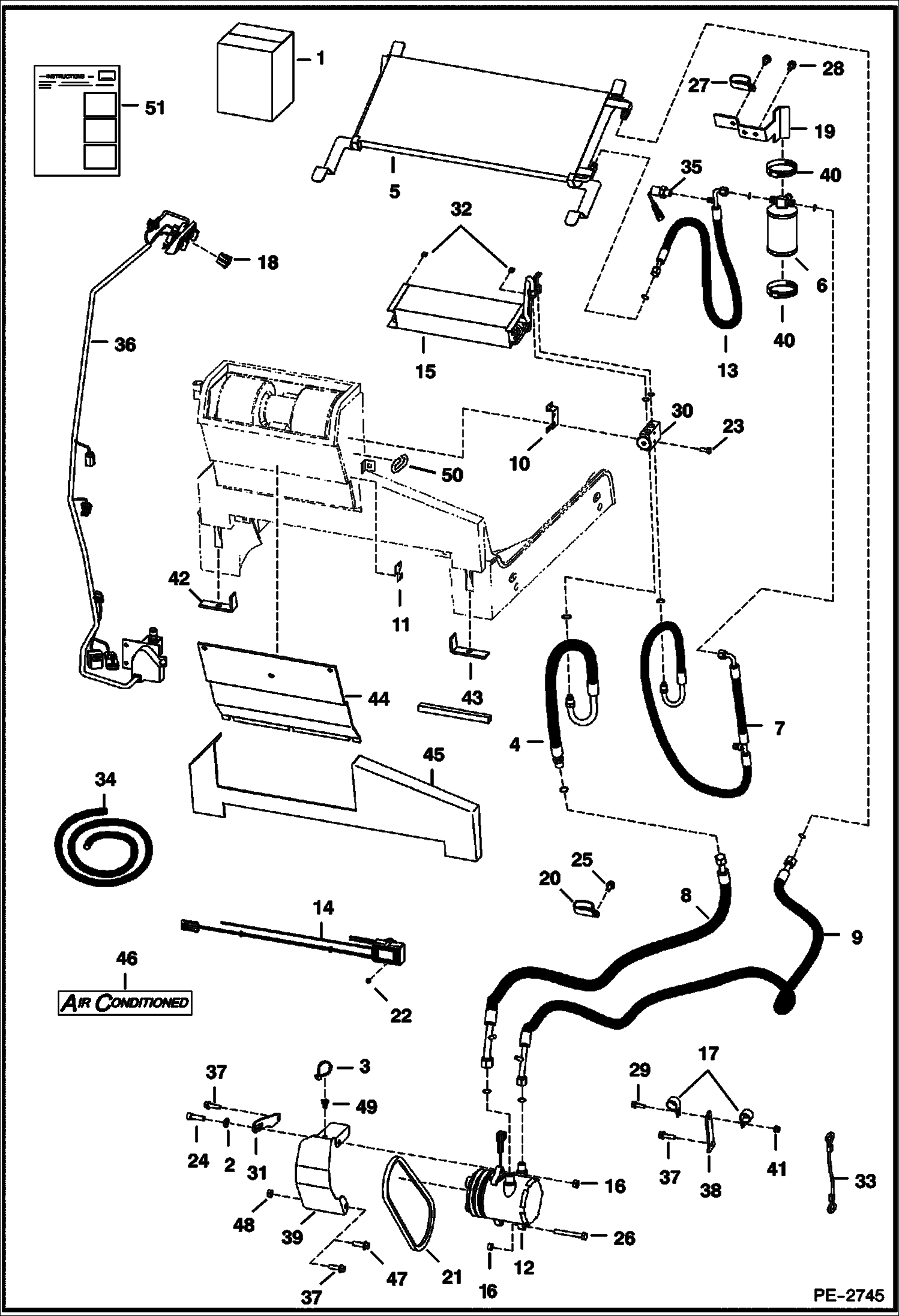 Схема запчастей Bobcat S-Series - HEATER & A/C (A/C Kit) (Used on Heaters W/Metal Housing) ACCESSORIES & OPTIONS