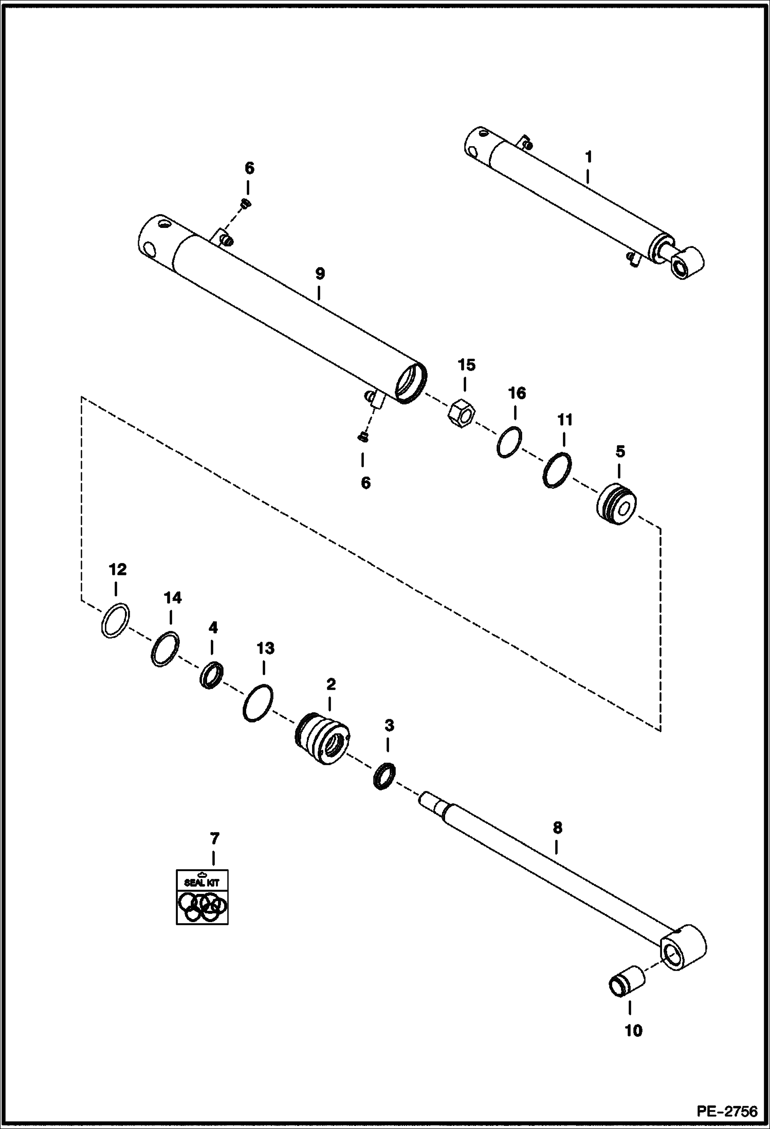 Схема запчастей Bobcat B100 - TILT CYLINDER HYDRAULIC SYSTEM