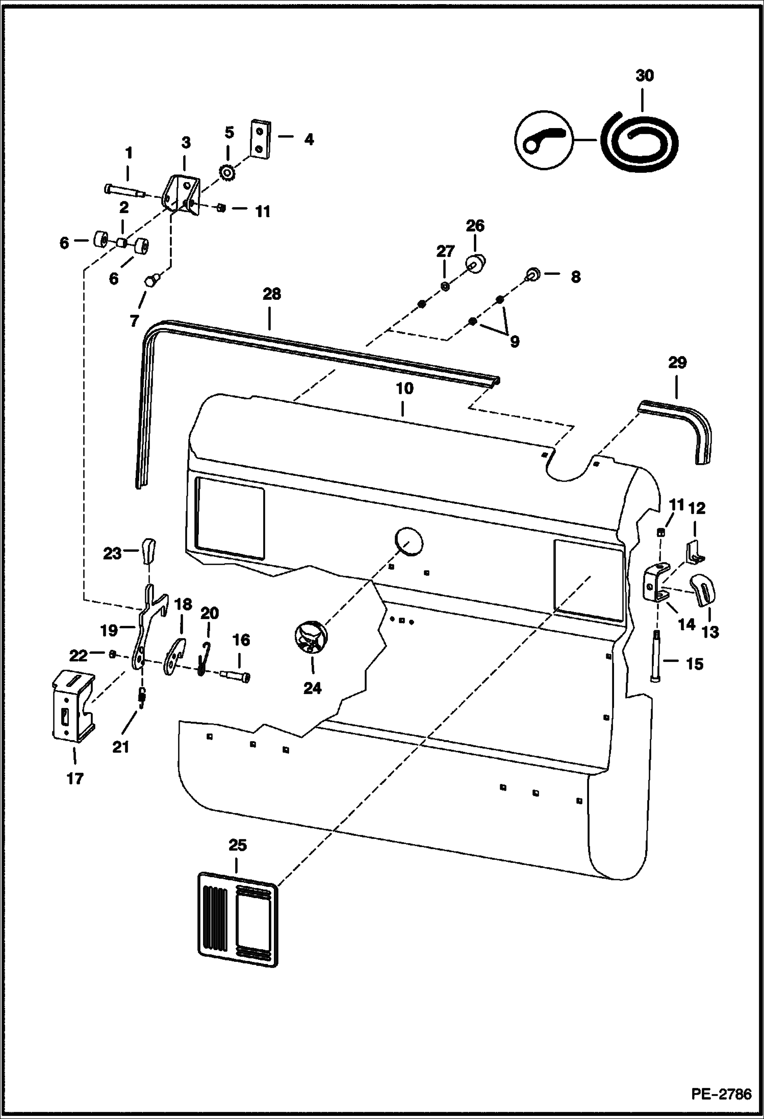 Схема запчастей Bobcat 500s - REAR DOOR MAIN FRAME