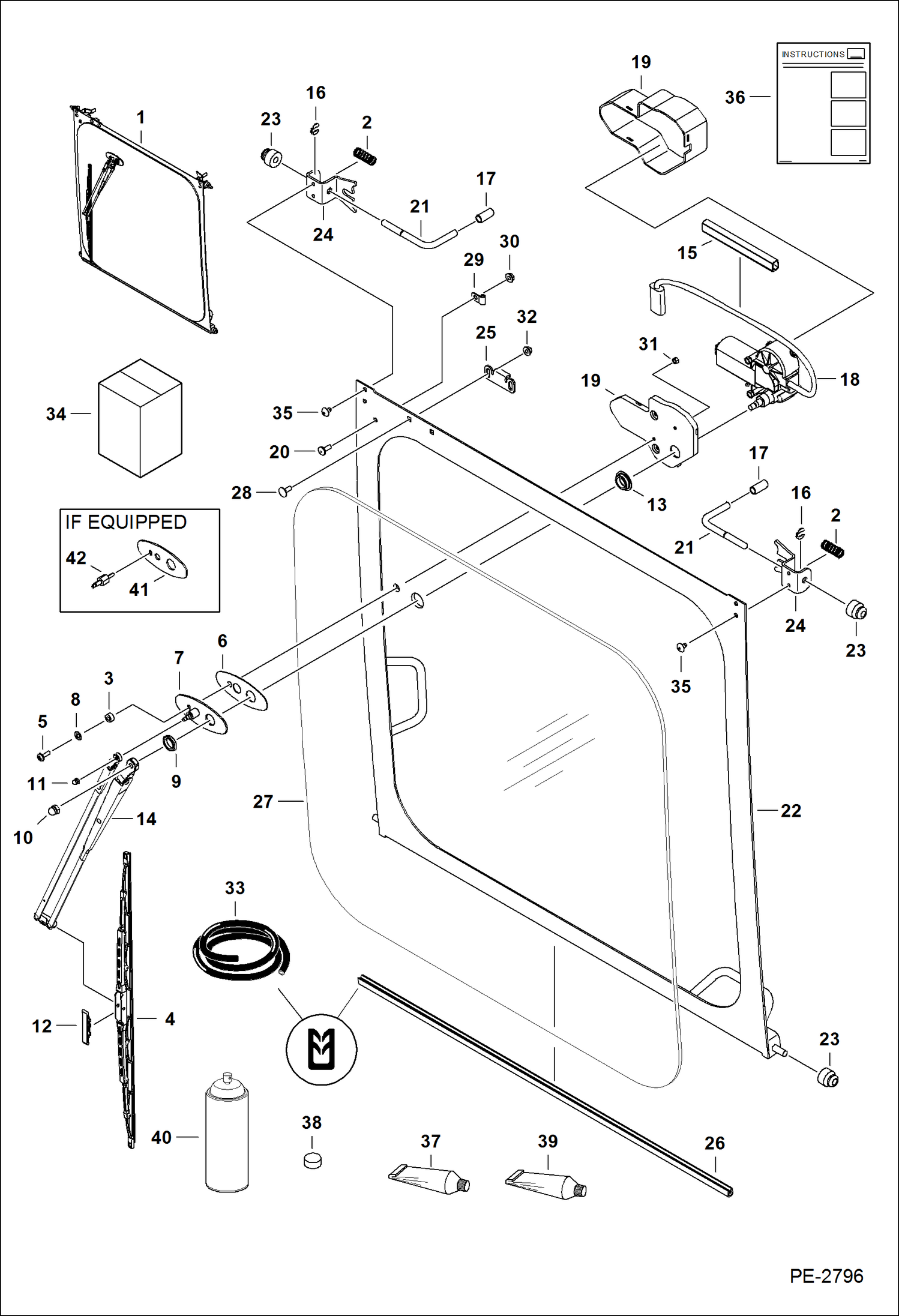 Схема запчастей Bobcat 325 - OPERATOR CAB (Front Window) MAIN FRAME