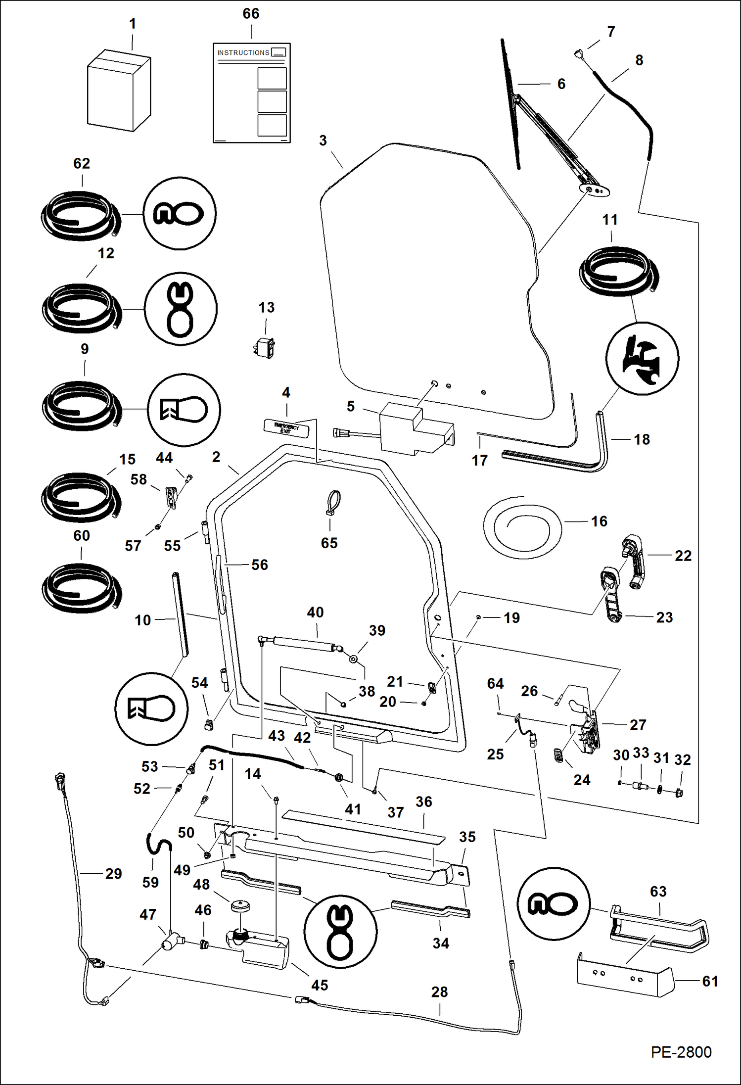 Схема запчастей Bobcat S-Series - CAB DOOR ACCESSORIES & OPTIONS