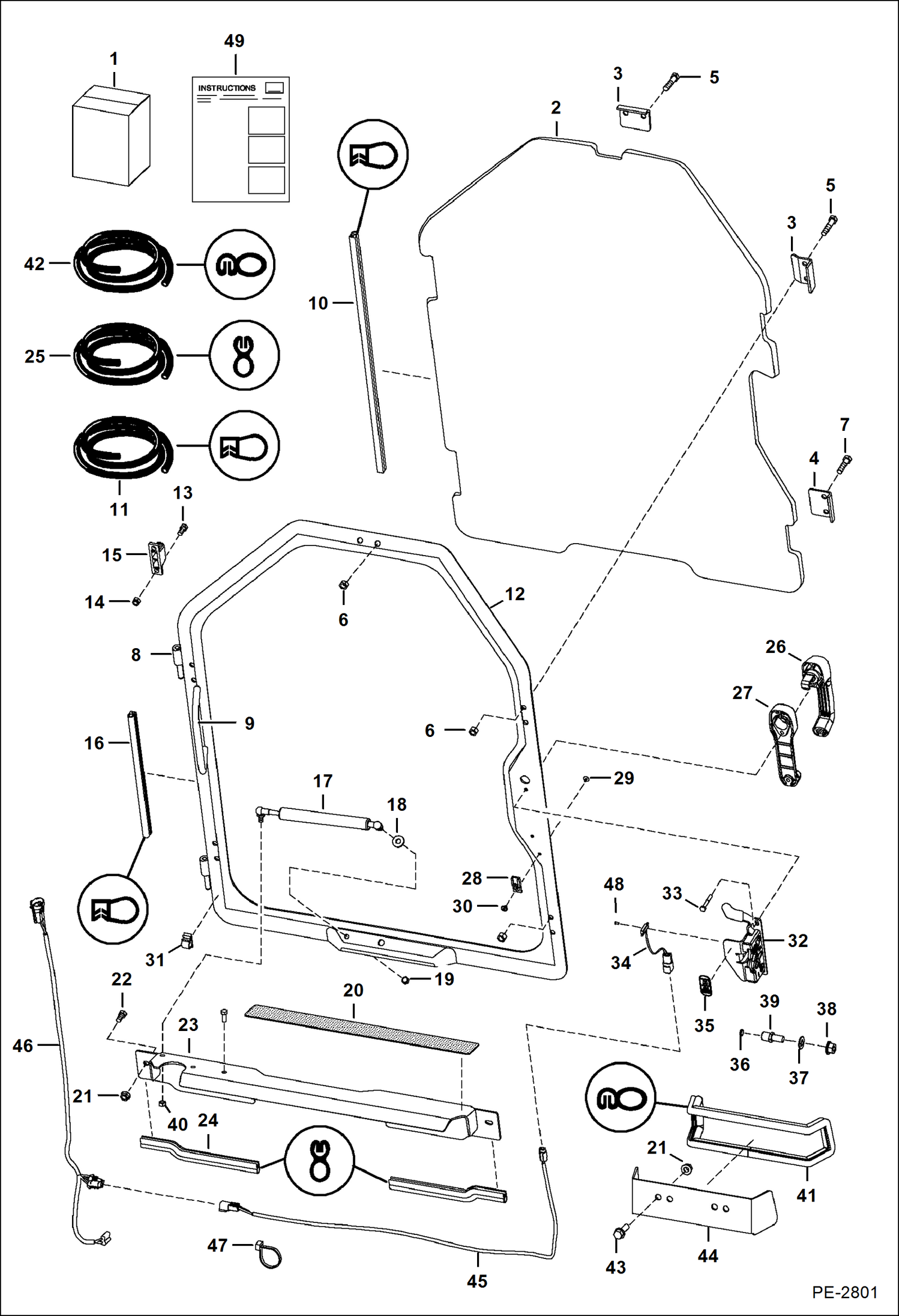 Схема запчастей Bobcat S-Series - CAB DOOR (Special Applications) ACCESSORIES & OPTIONS