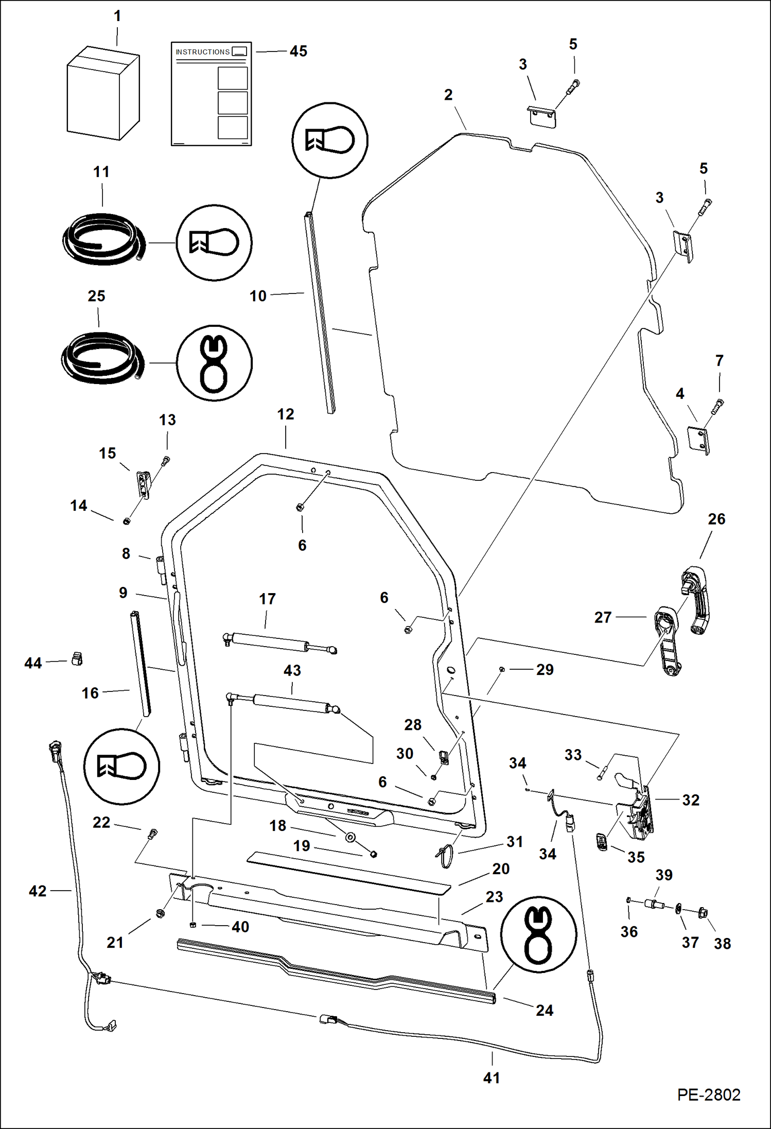 Схема запчастей Bobcat A-Series - CAB DOOR (Special Applications) ACCESSORIES & OPTIONS