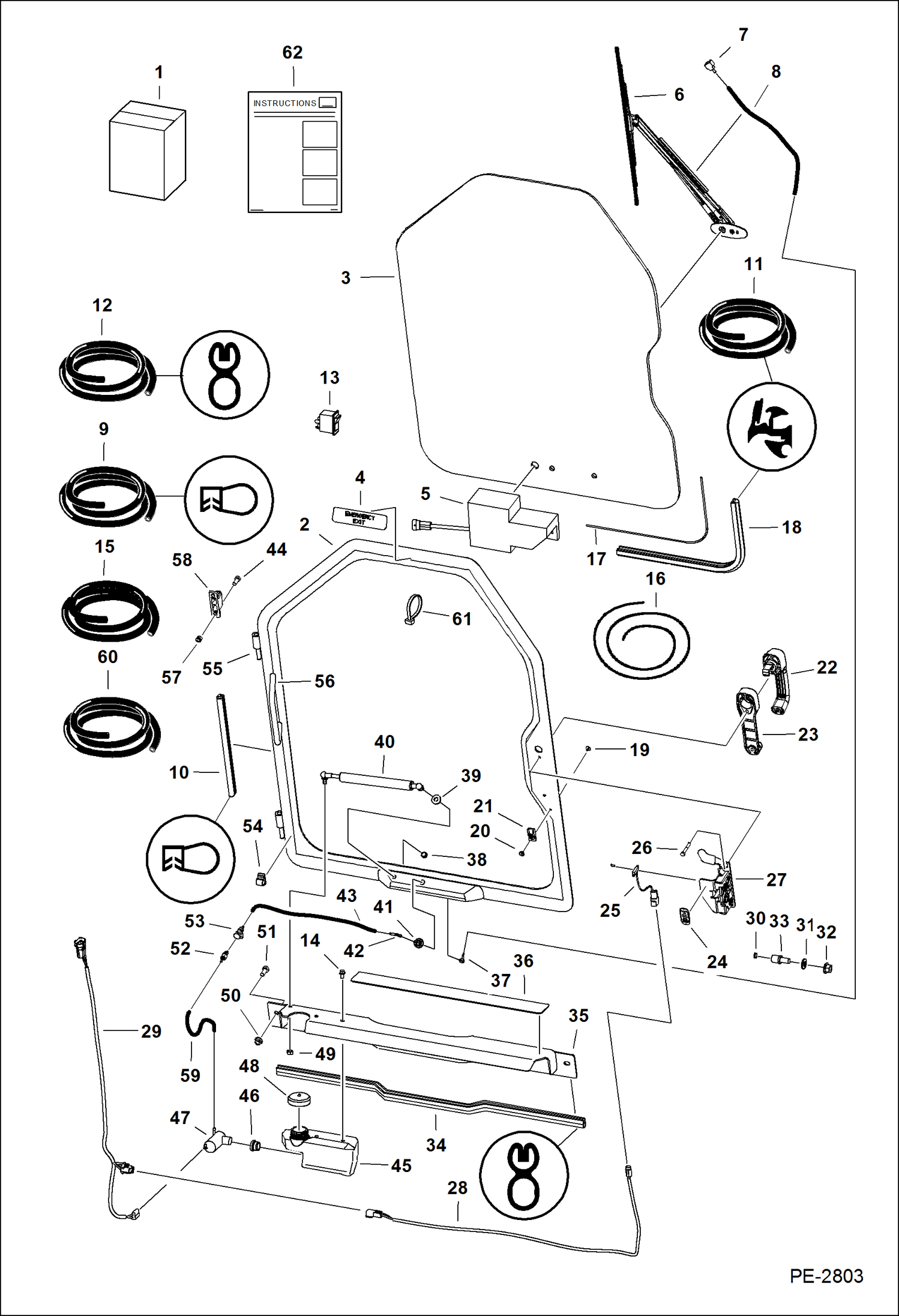 Схема запчастей Bobcat A-Series - CAB DOOR ACCESSORIES & OPTIONS