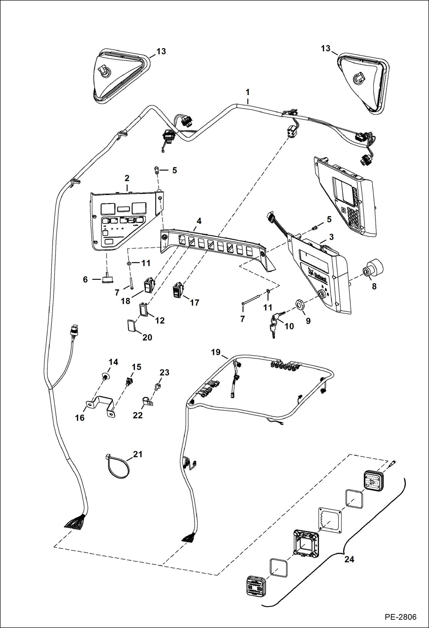 Схема запчастей Bobcat A-Series - CAB ELECTRICAL CIRCUITRY (S/N A5GW11001 - 19999, A5GY11001 - 19999) ELECTRICAL SYSTEM