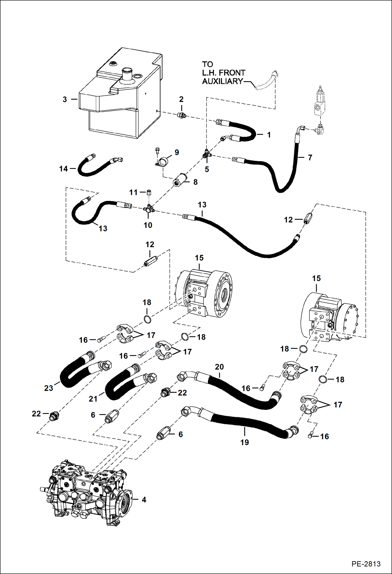 Схема запчастей Bobcat A-Series - HYDROSTATIC CIRCUITRY (W/Motors) HYDROSTATIC SYSTEM