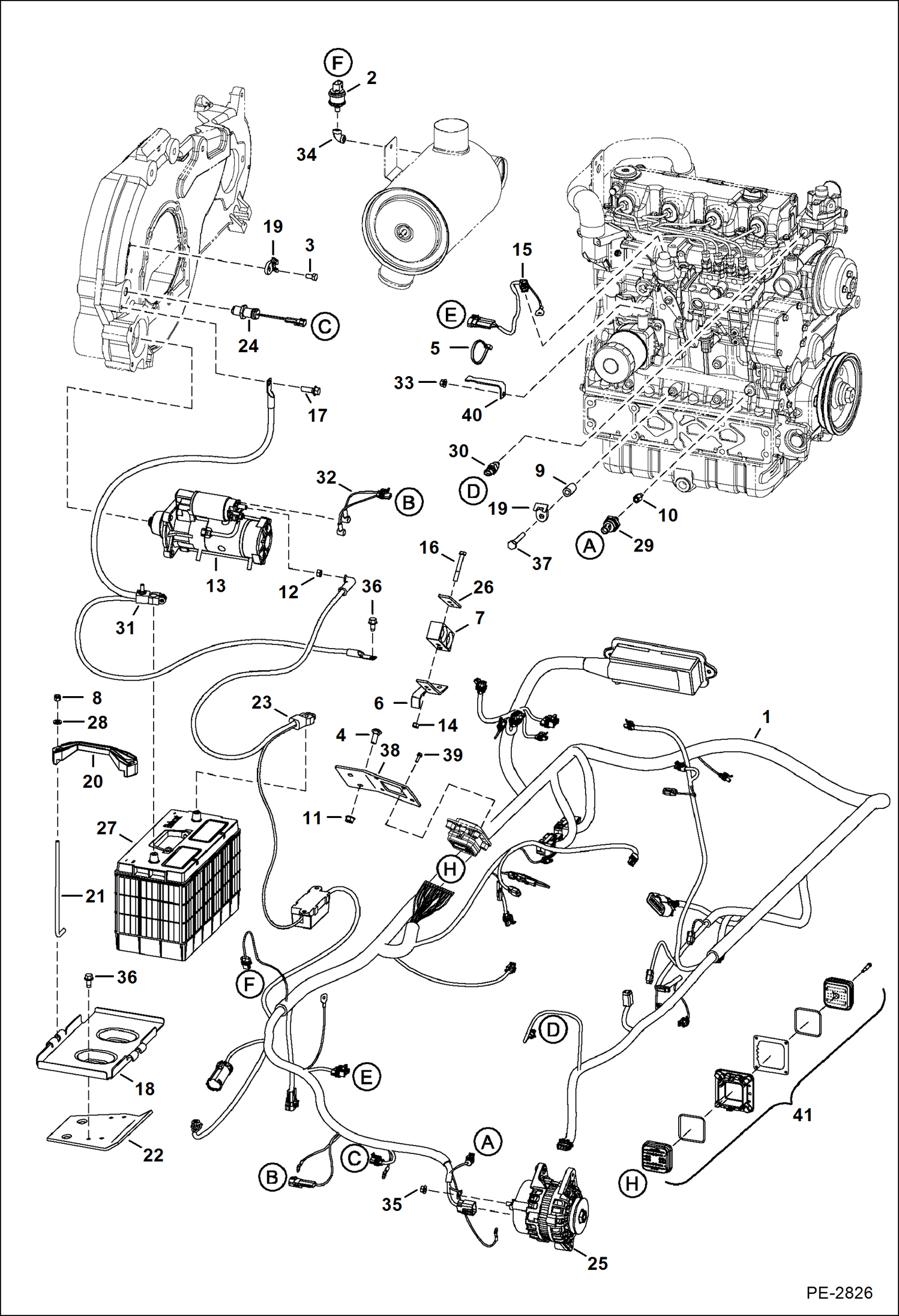 Схема запчастей Bobcat A-Series - ENGINE ELECTRICAL CIRCUITRY (Engine) ELECTRICAL SYSTEM