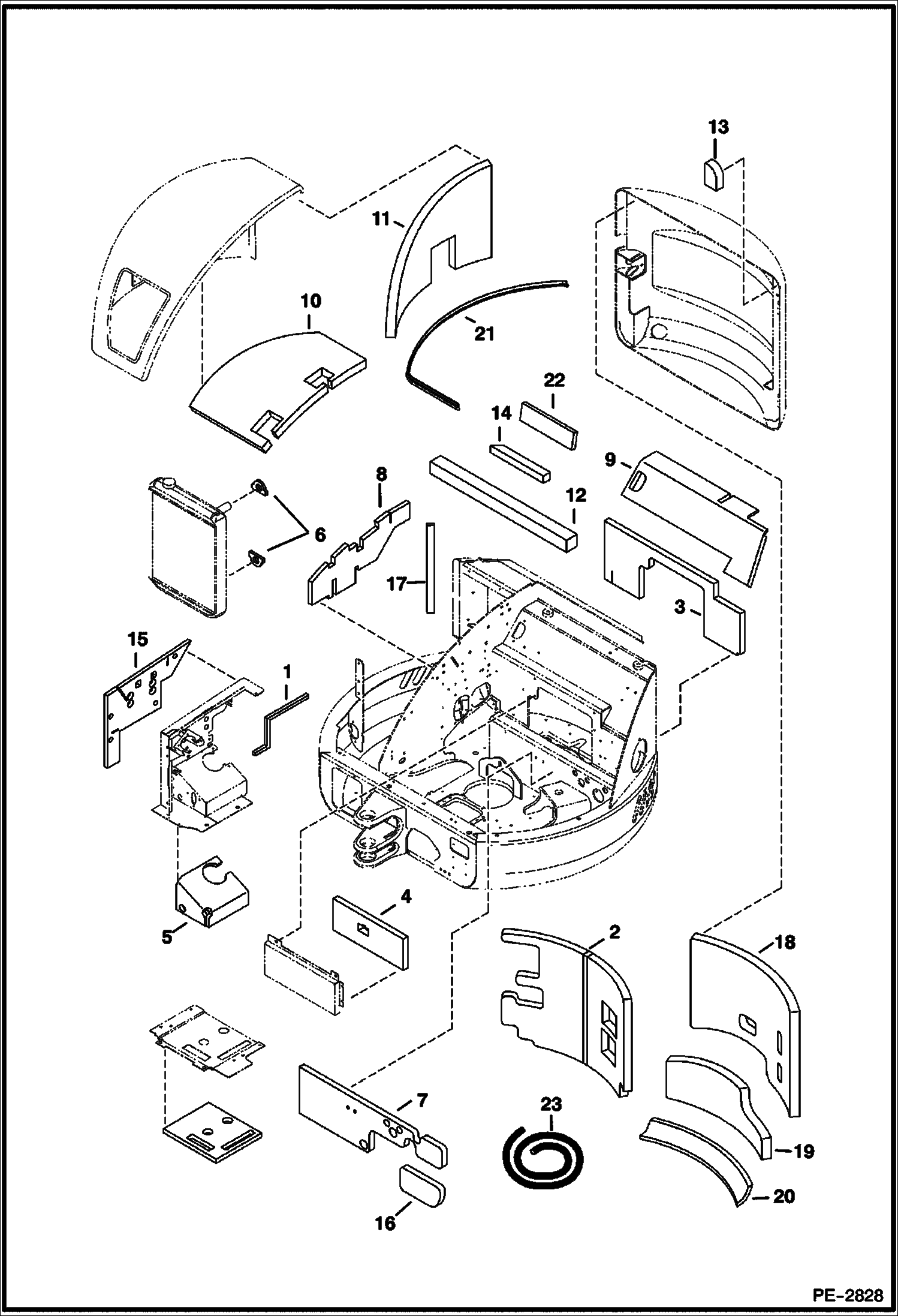 Схема запчастей Bobcat 430 - INSULATION (S/N 562914618 & Below) MAIN FRAME