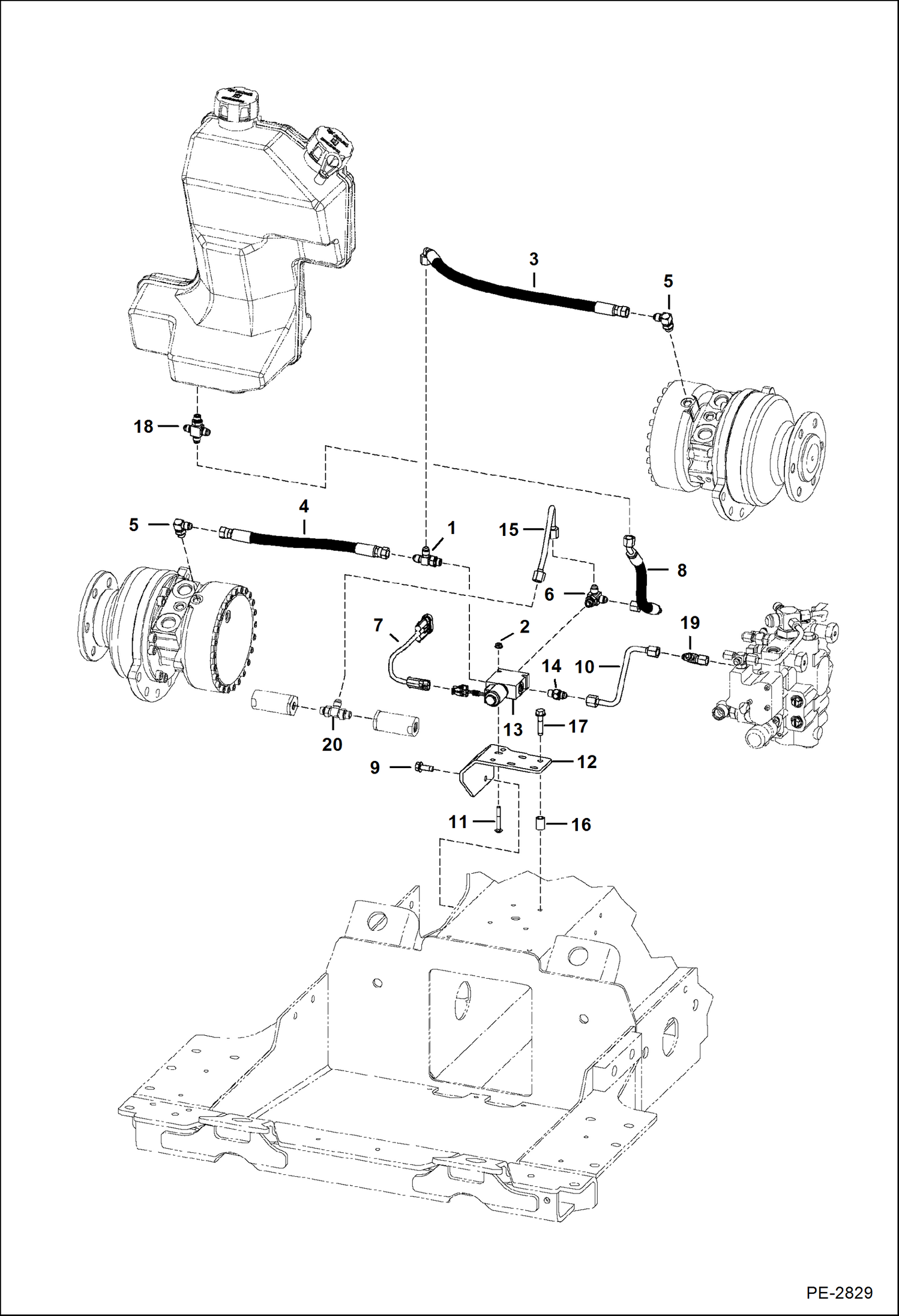 Схема запчастей Bobcat T-Series - HYDROSTATIC CIRCUITRY Brake Valve HYDROSTATIC SYSTEM